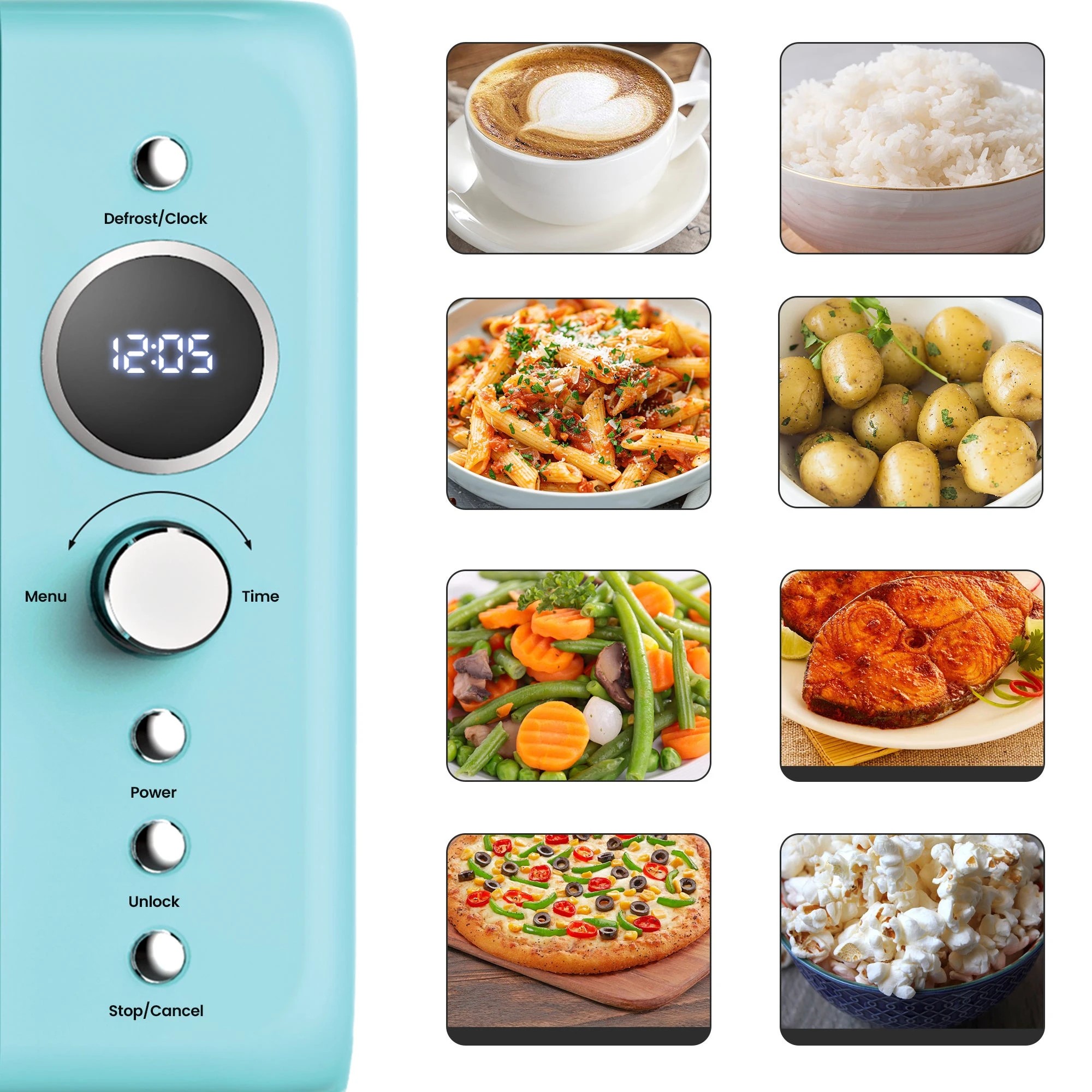 7 Total Chef 20L Retro Microwave Oven - Blue, 7 of 8