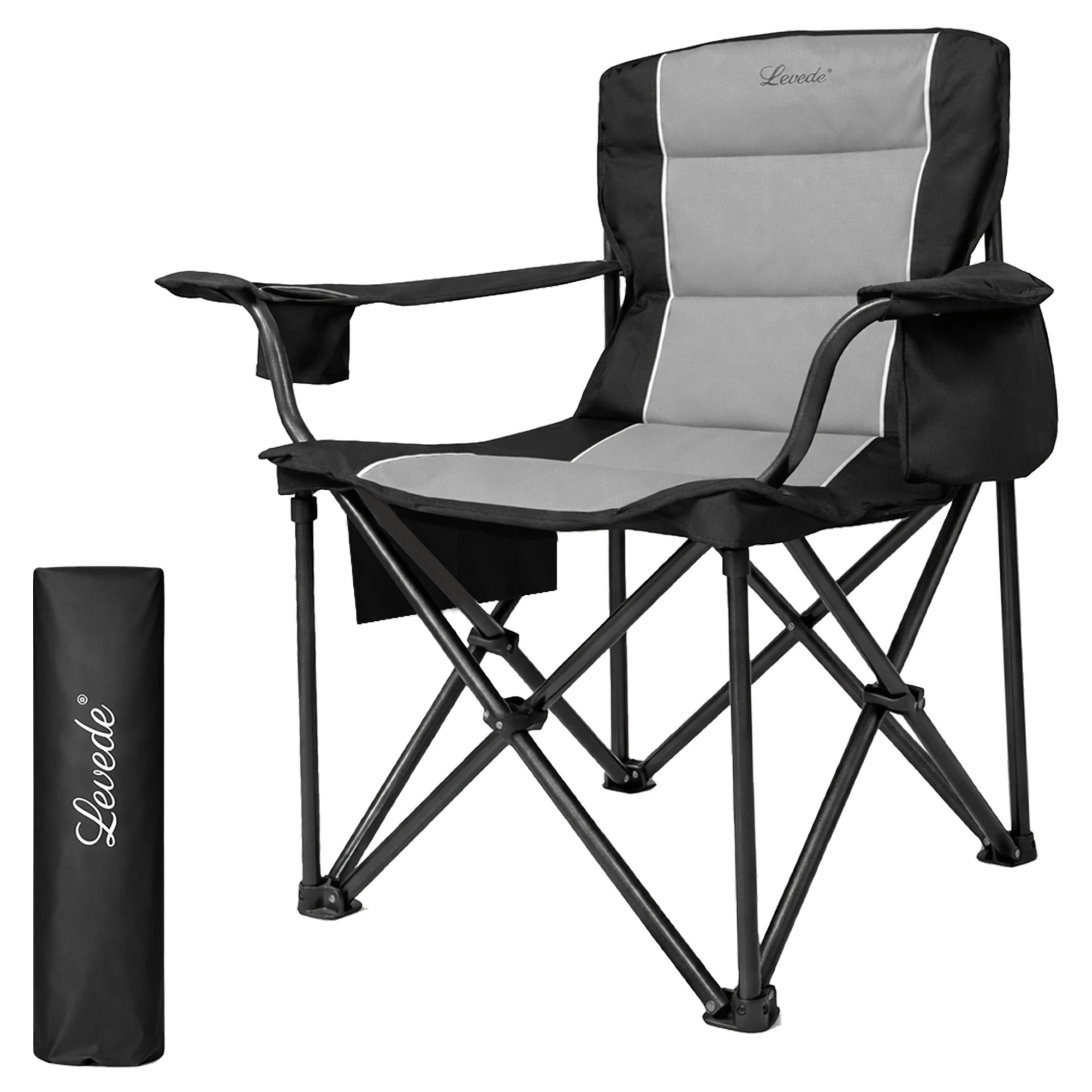 1 Levede Camping Chair Large Folding Outdoor Portable Fishing Picnic Travel Seat, 1 of 8