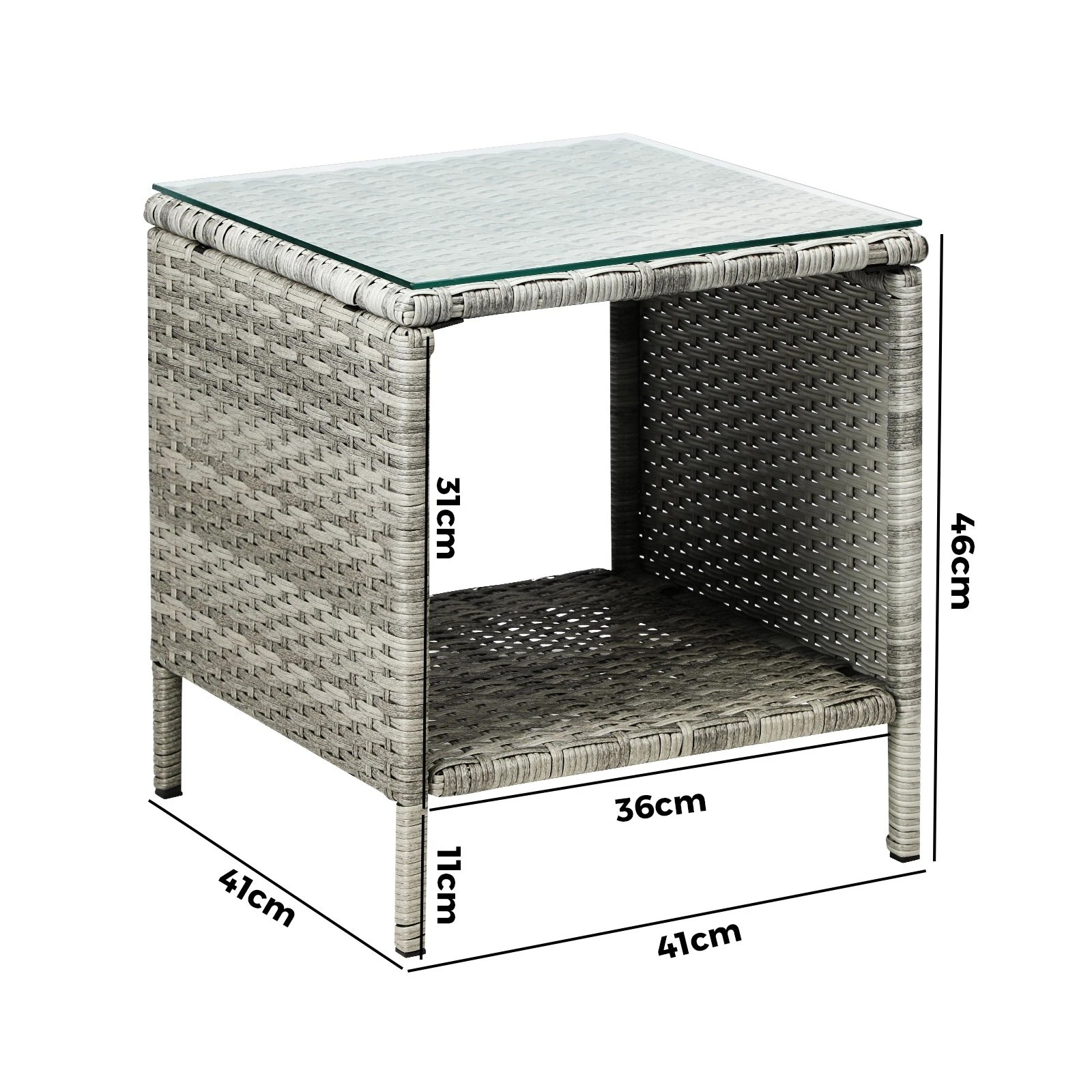 2 Livsip Rattan Side Table Outdoor Furniture Coffee Patio Desk Indoor Garden Decor
 - Grey, 2 of 9