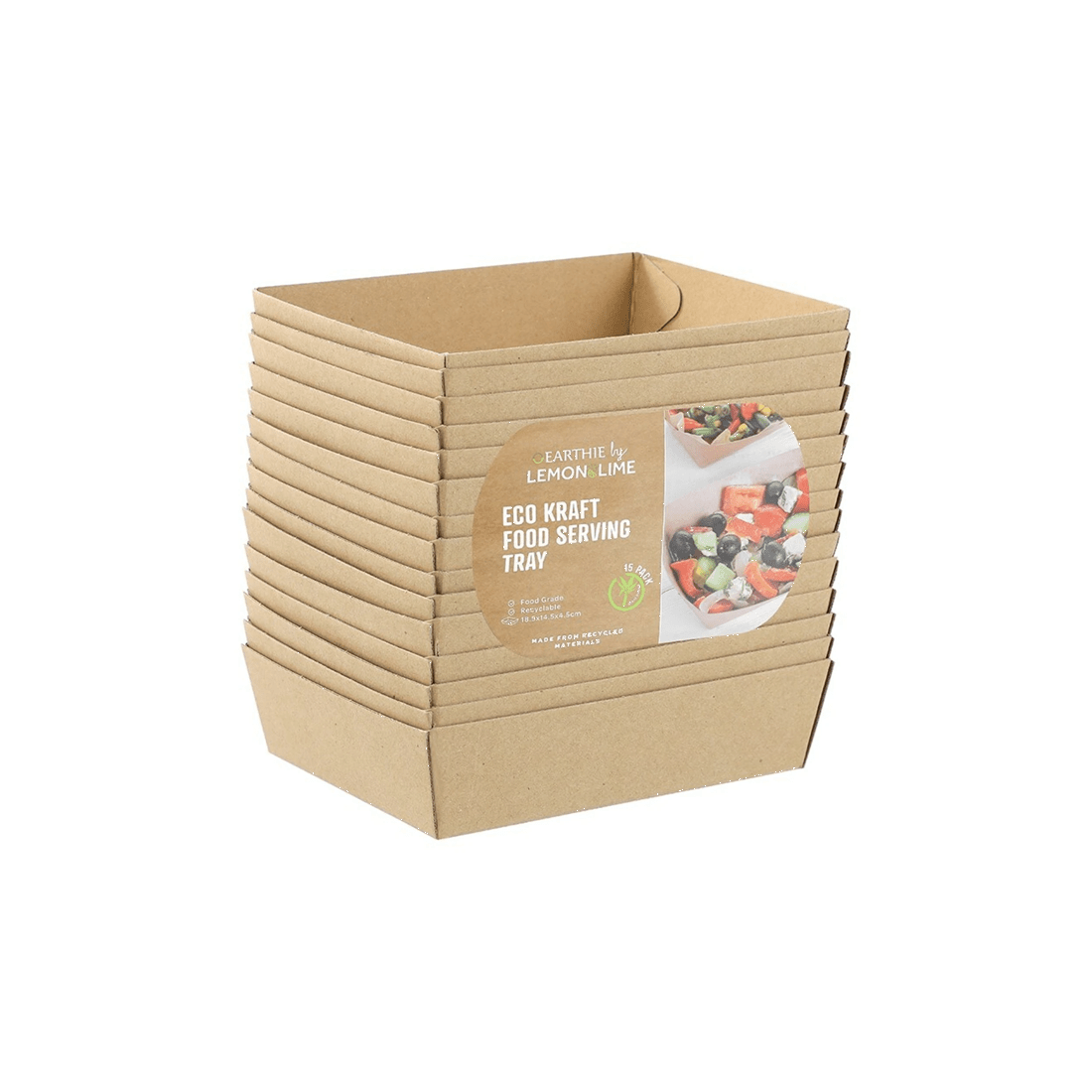 1 15pc Lemon And Lime 18.5cm Eco Kraft Disposable Food/takeaway Serving Tray Plate
 - Natural, 1 of 4