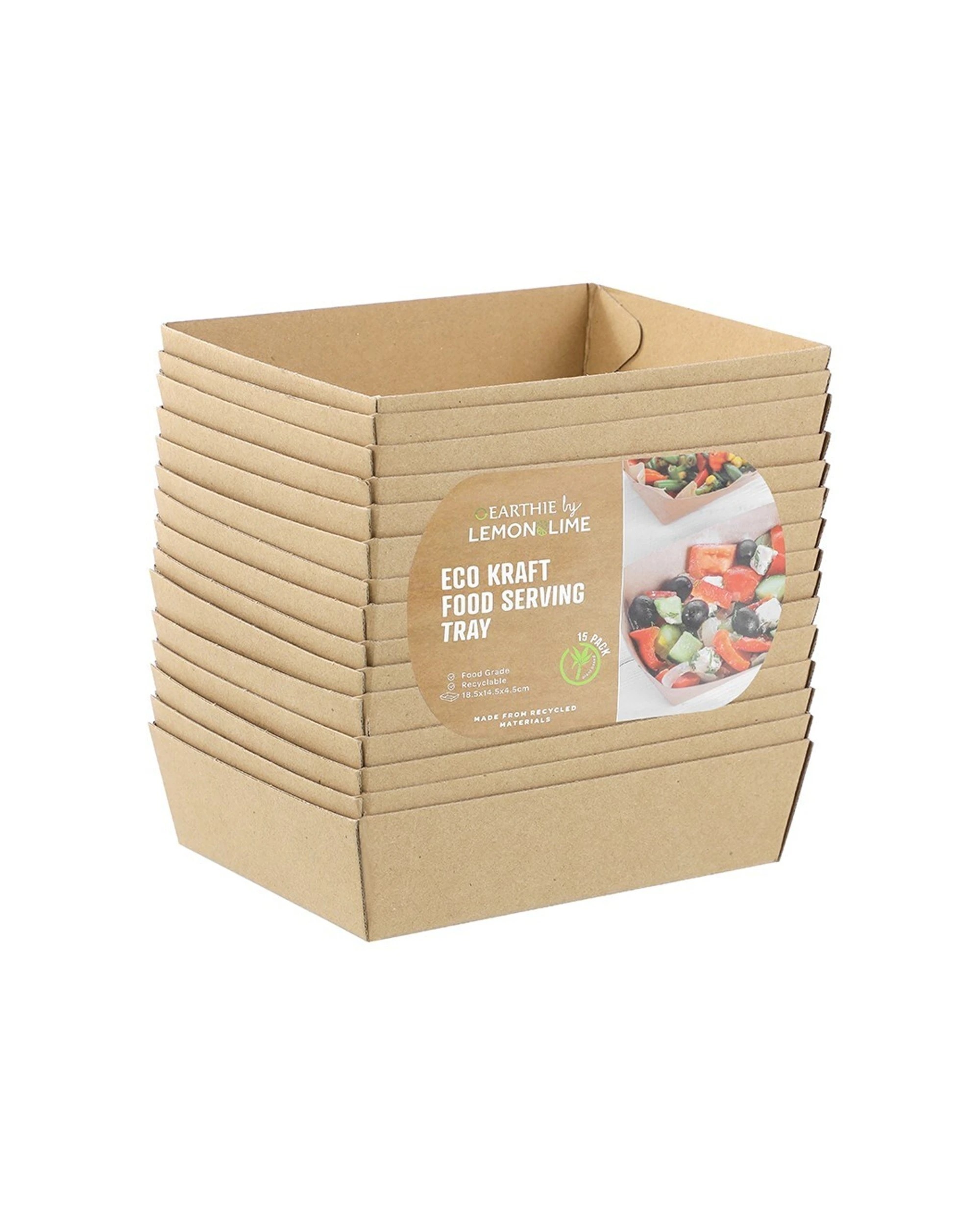 1 15pc Lemon And Lime 18.5cm Eco Kraft Disposable Food/takeaway Serving Tray Plate
 - Natural, 1 of 4