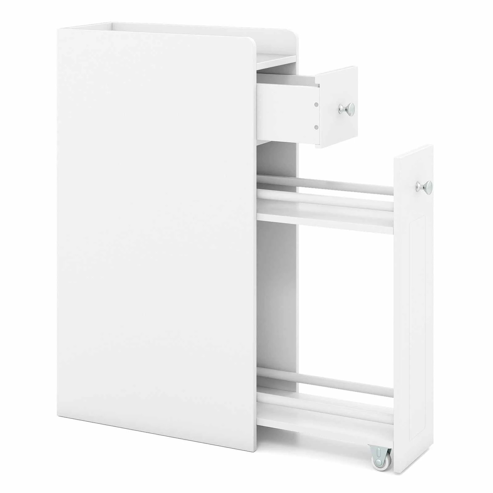 1 Costway Slim Bathroom Storage Cabinet Space-saving Toilet Side Cabinet - White, 1 of 6