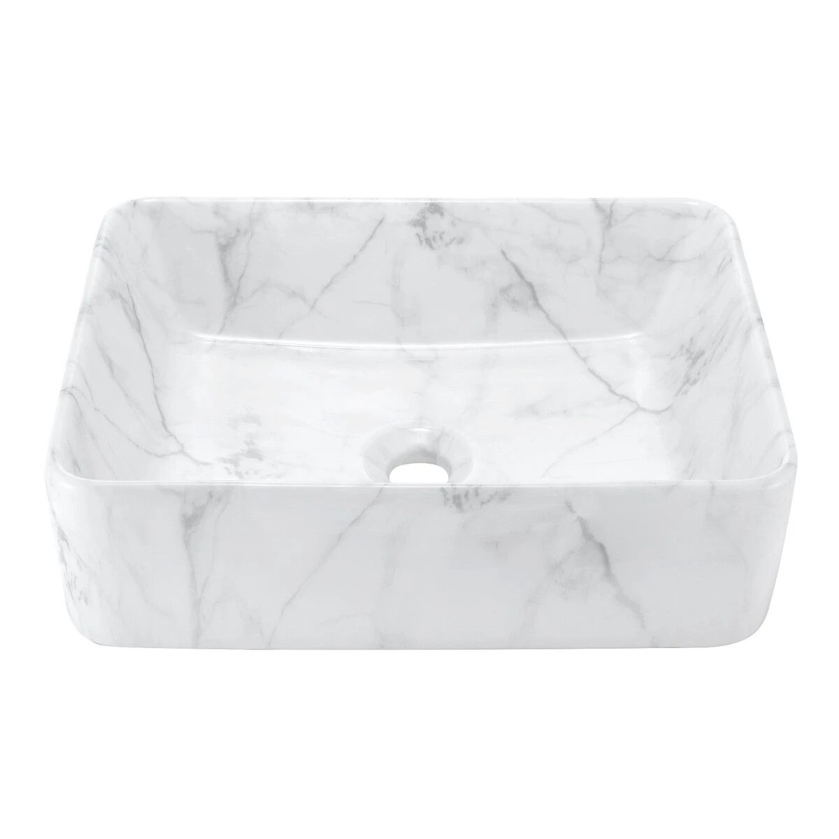 2 LUXSUITE Bathroom Sink Vessel Basin Vanity Ceramic Above Counter Washing Hand Bowl Toilet Countertop Modern Rectangle, 2 of 4