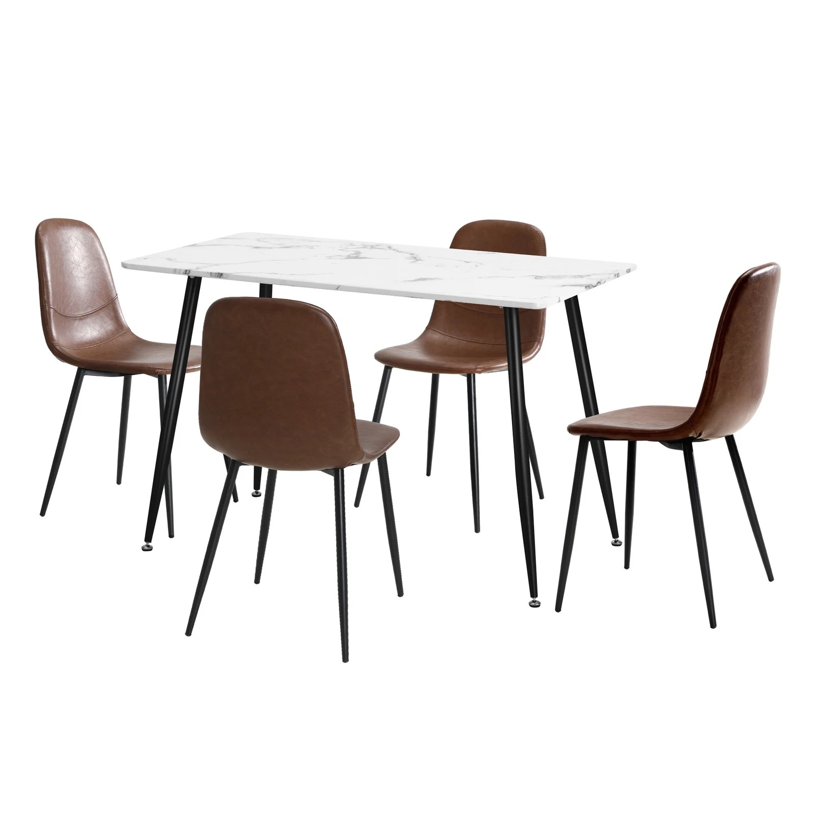 9 Oikiture 120cm Rectangle Dining Table with 4PCS Dining Chairs PU - Brown, 9 of 9