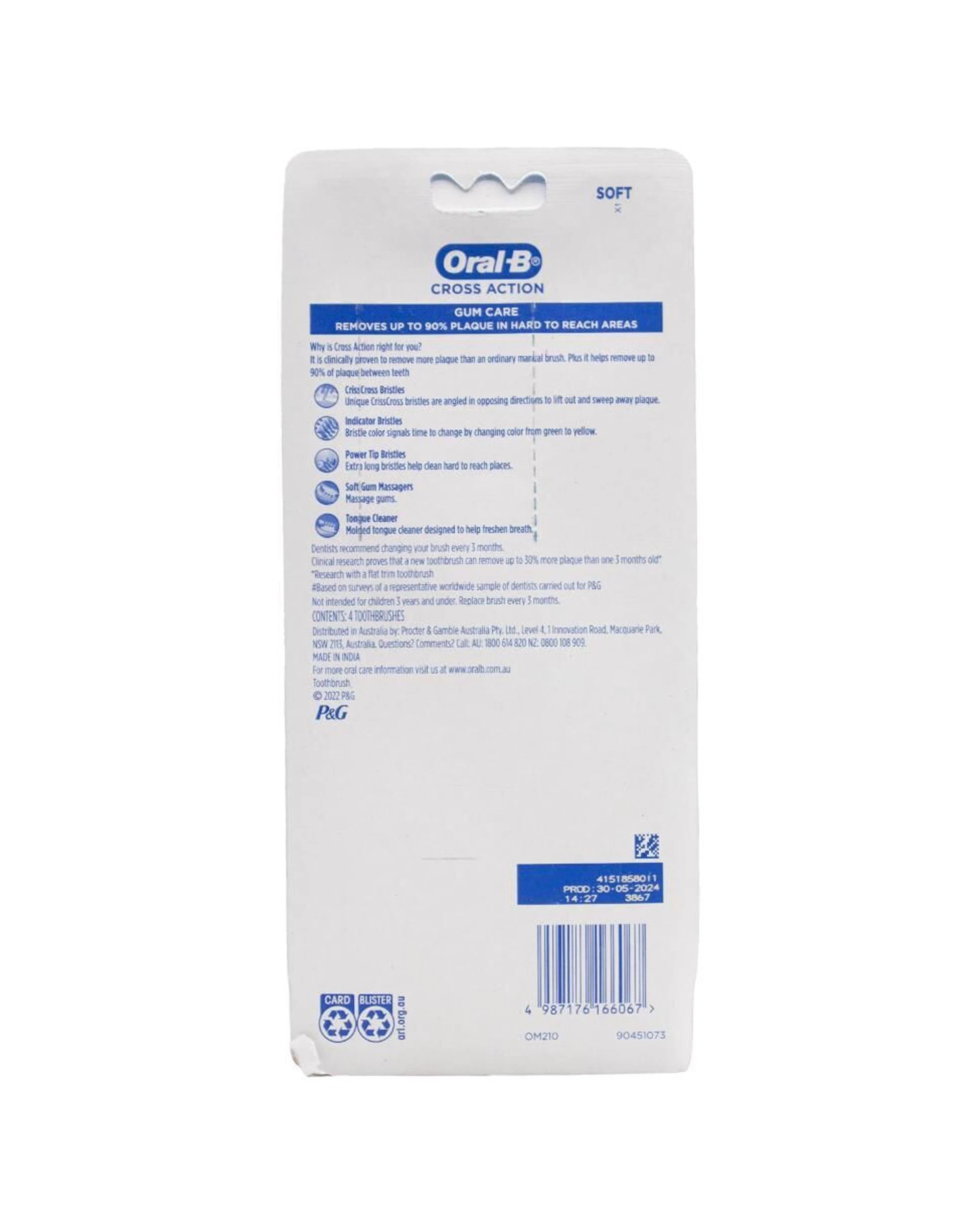 3 Oral B 6x 4pc Cross Action Gum Care Soft Bristle Toothbrush Teeth Cleaning - Multi, 3 of 3