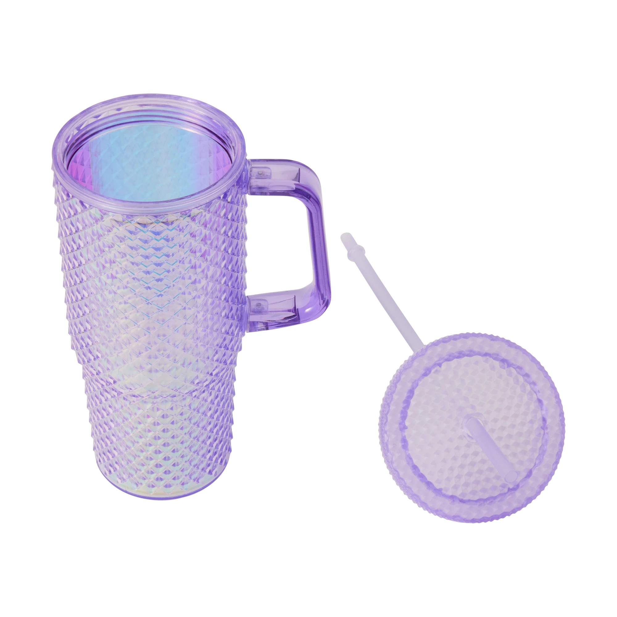 3 650ml Lilac Textured Tumbler with Handle, 3 of 5