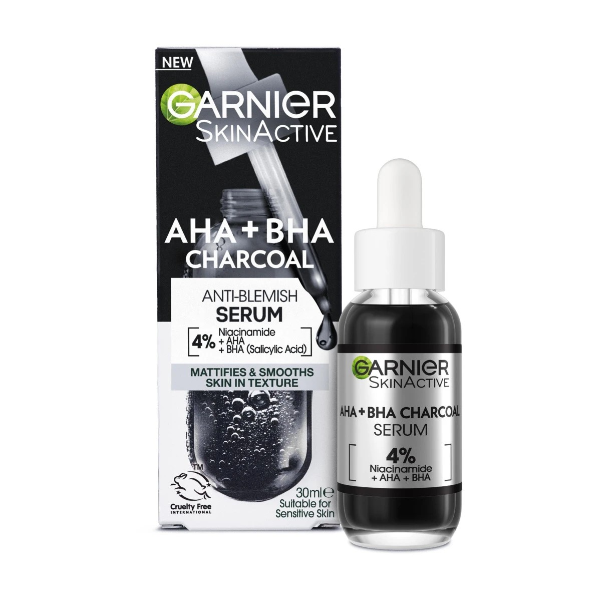 1 Garnier SkinActive Anti-Blemish Serum 30ml - AHA, BHA, Charcoal and Niacinamide, 1 of 6