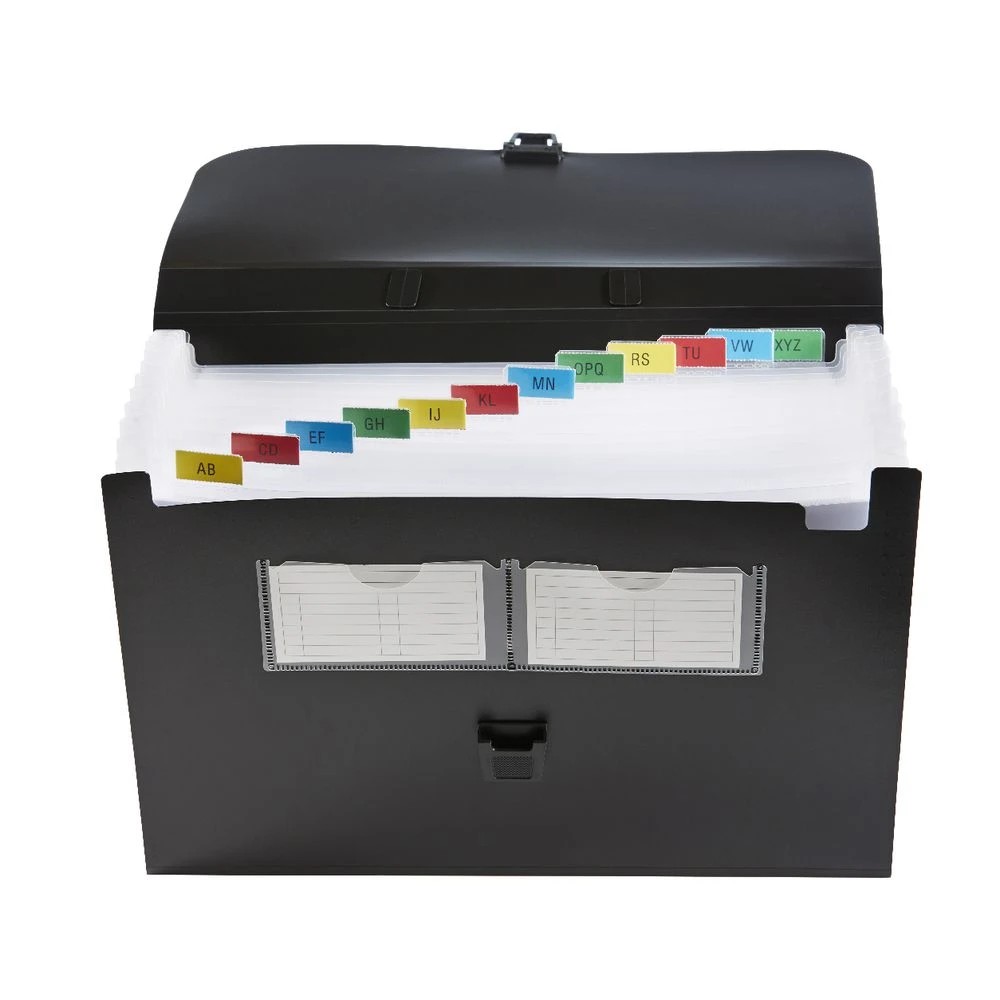 3 Keji Expanding File 13 Pocket with Handle Black, 3 of 5