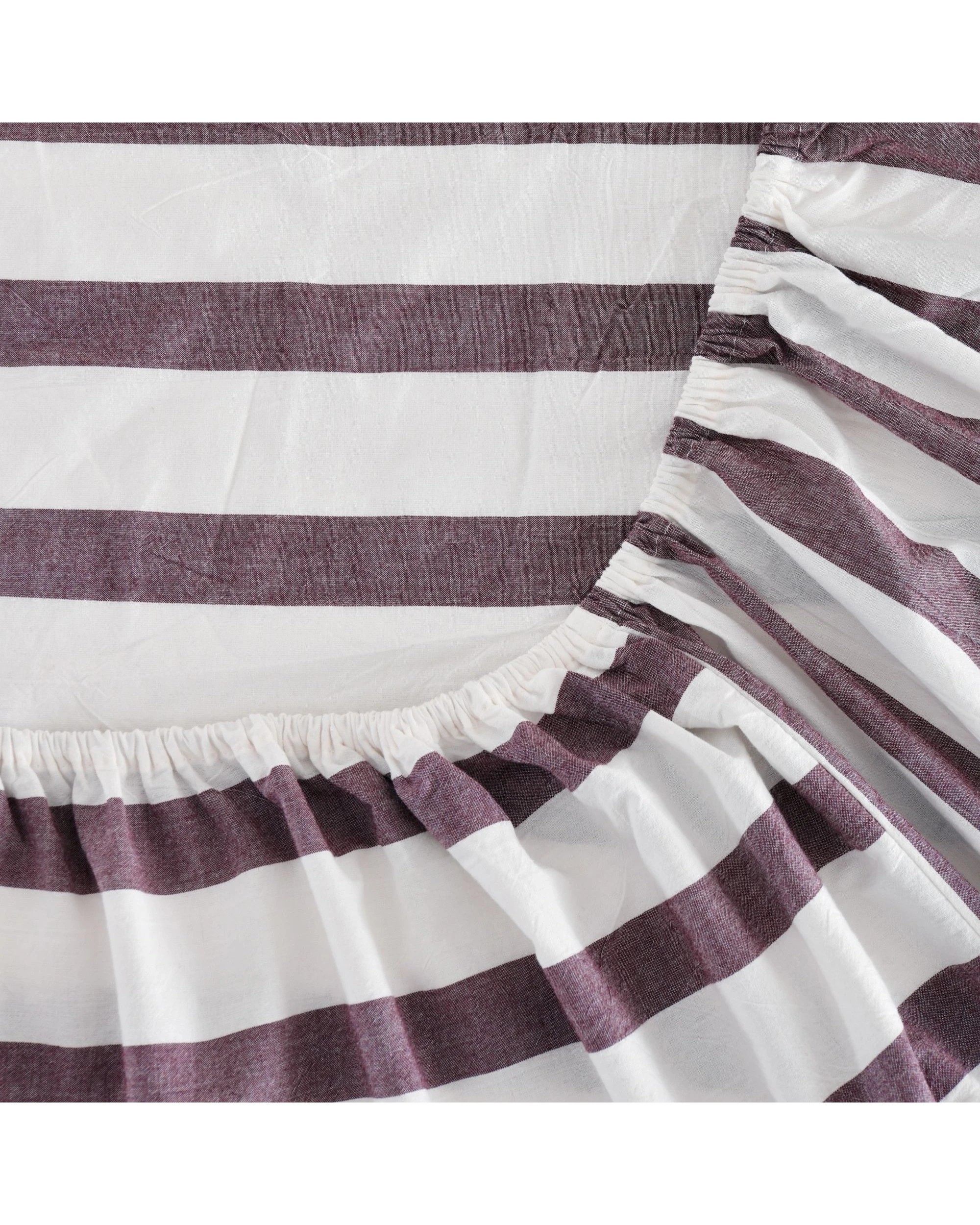 4 Dreamaker Cove Yarn Dyed Washed Cotton Striped Sheet Set - Single Bed - Plum, 4 of 7