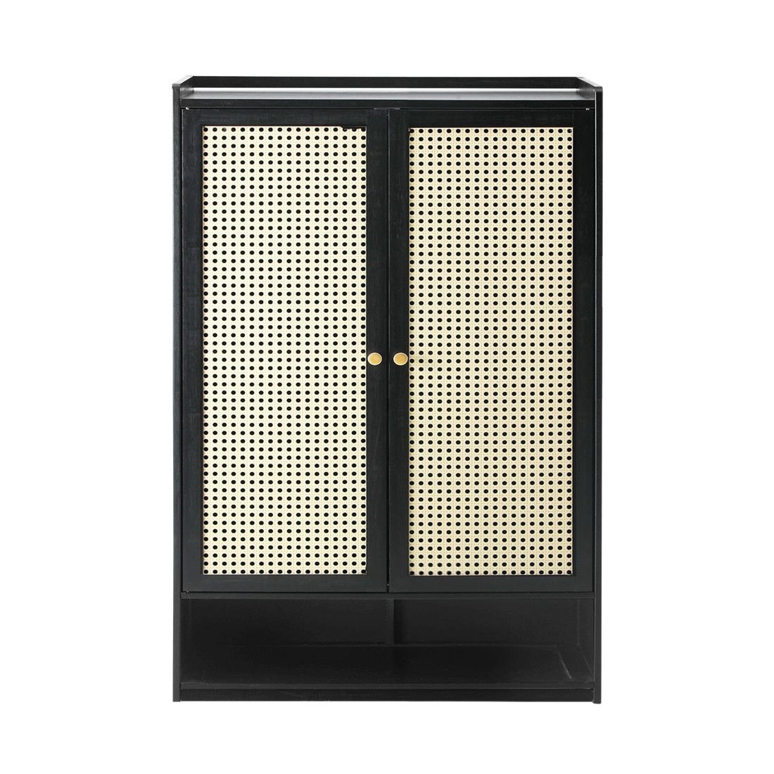 8 Oikiture Shoe Storage Cabinet Shoes Rack Organiser Shelf 2 Doors Rattan
 - Black, 8 of 10