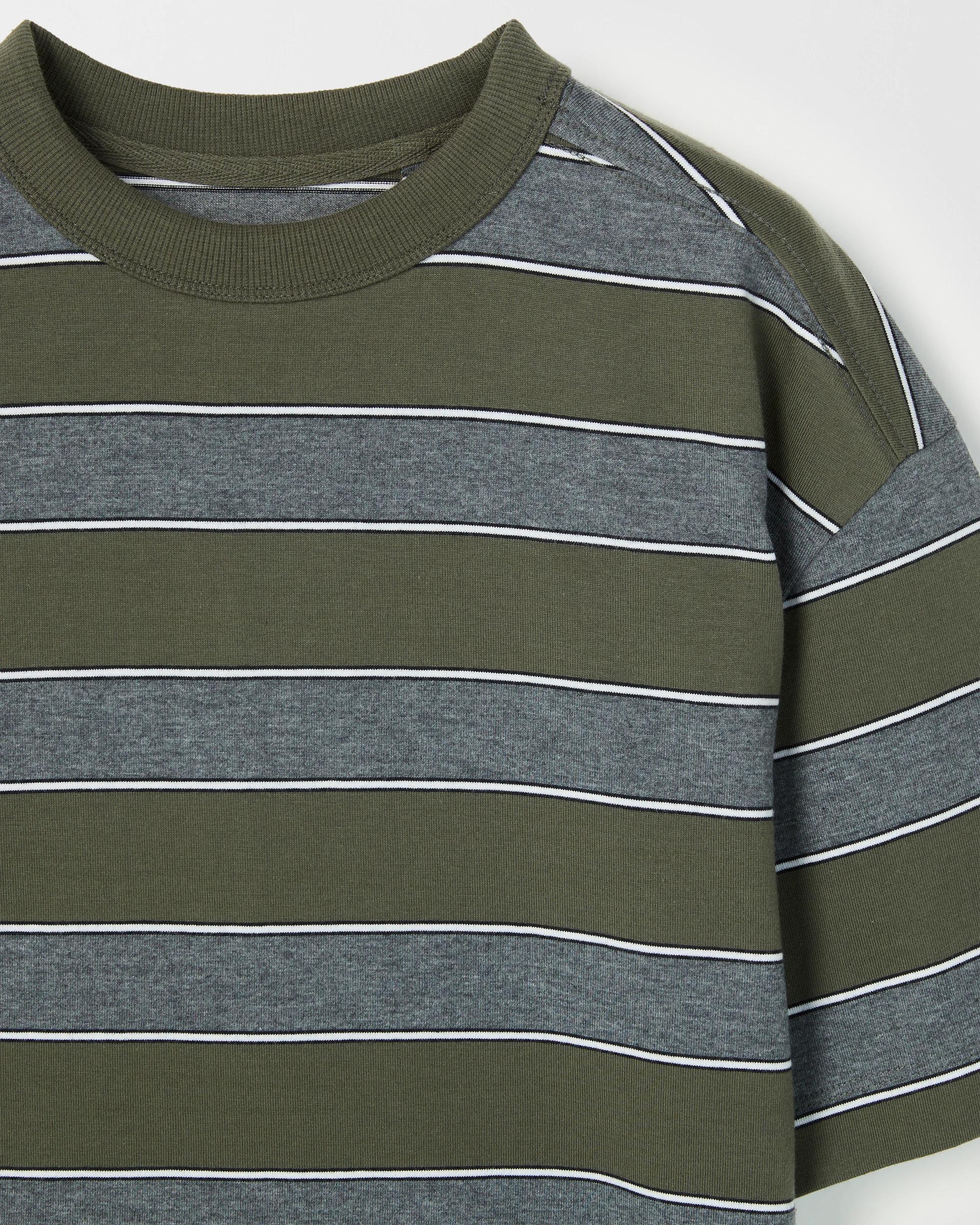 6 Target Kids Australian Cotton Oversized Striped T-Shirt GREEN, 6 of 7