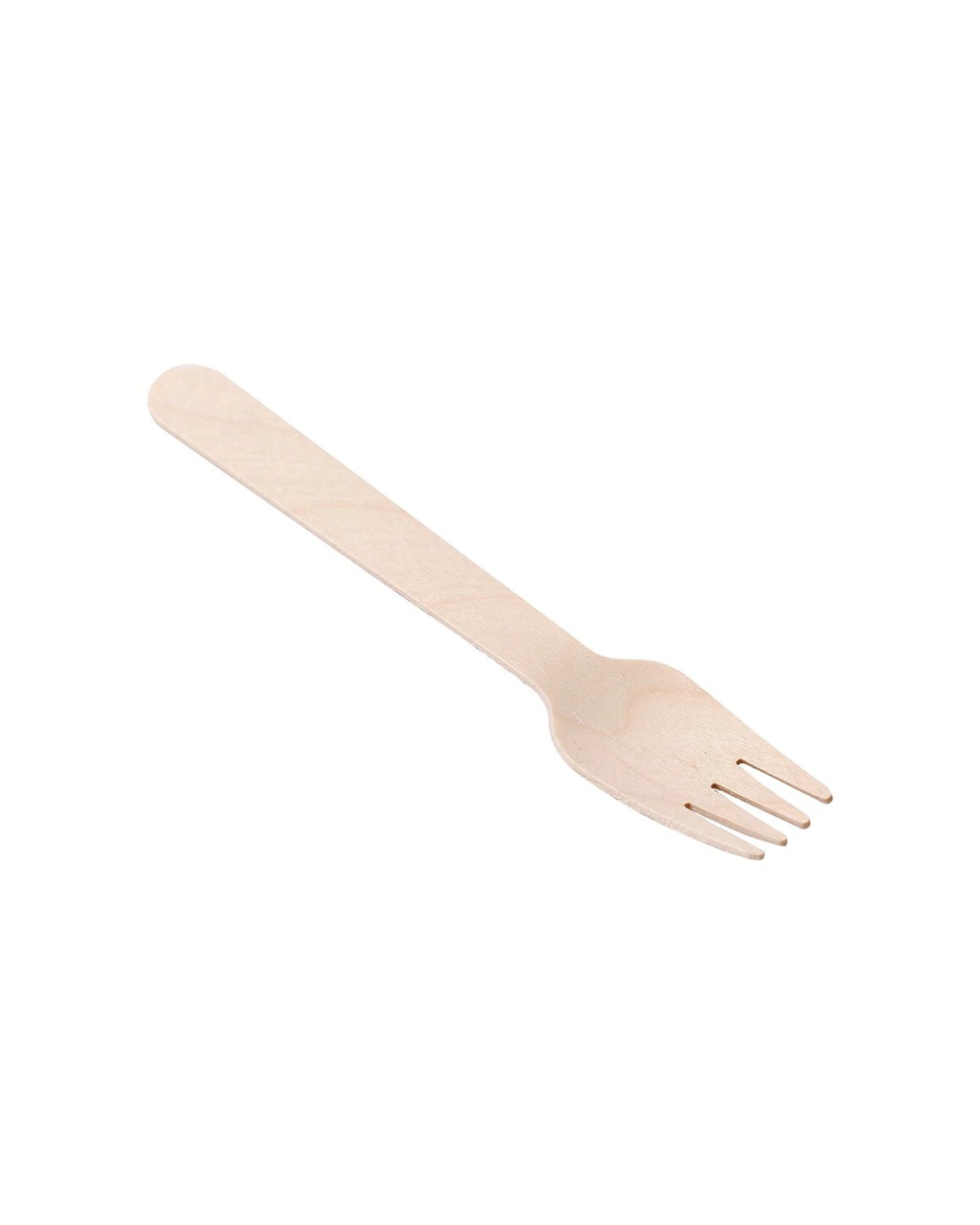 4 12pc Lemon & Lime Eco 15.5cm Disposable Dinner Wooden Forks Cutlery Catering
 - Natural, 4 of 5