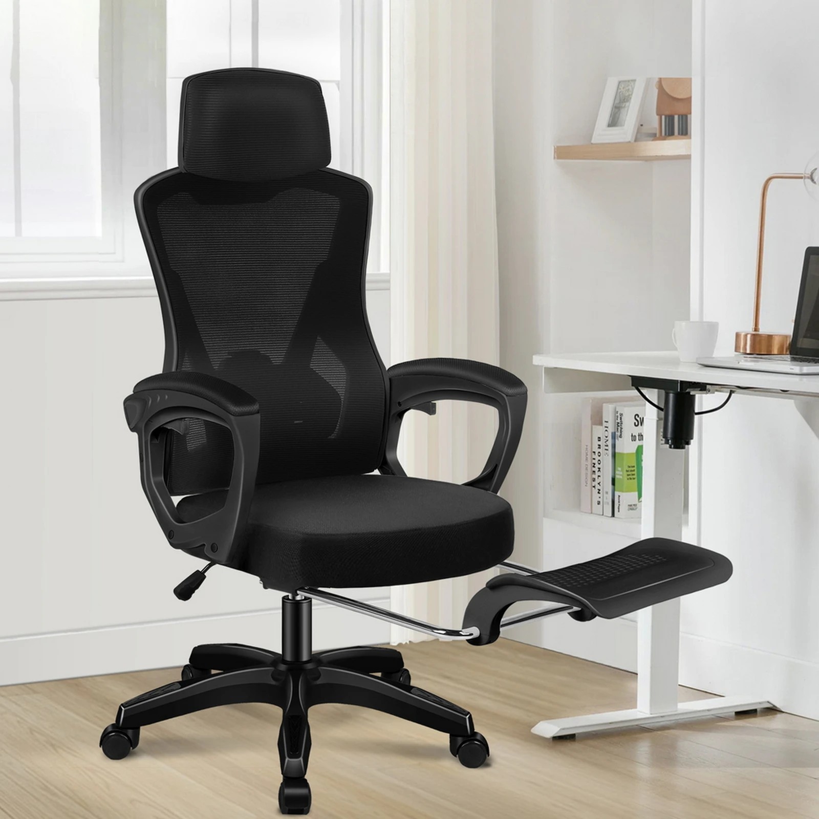 10 Alfordson Mesh Office Chair Racing Executive Computer Fabric Seat Recliner Work - Black, 10 of 10