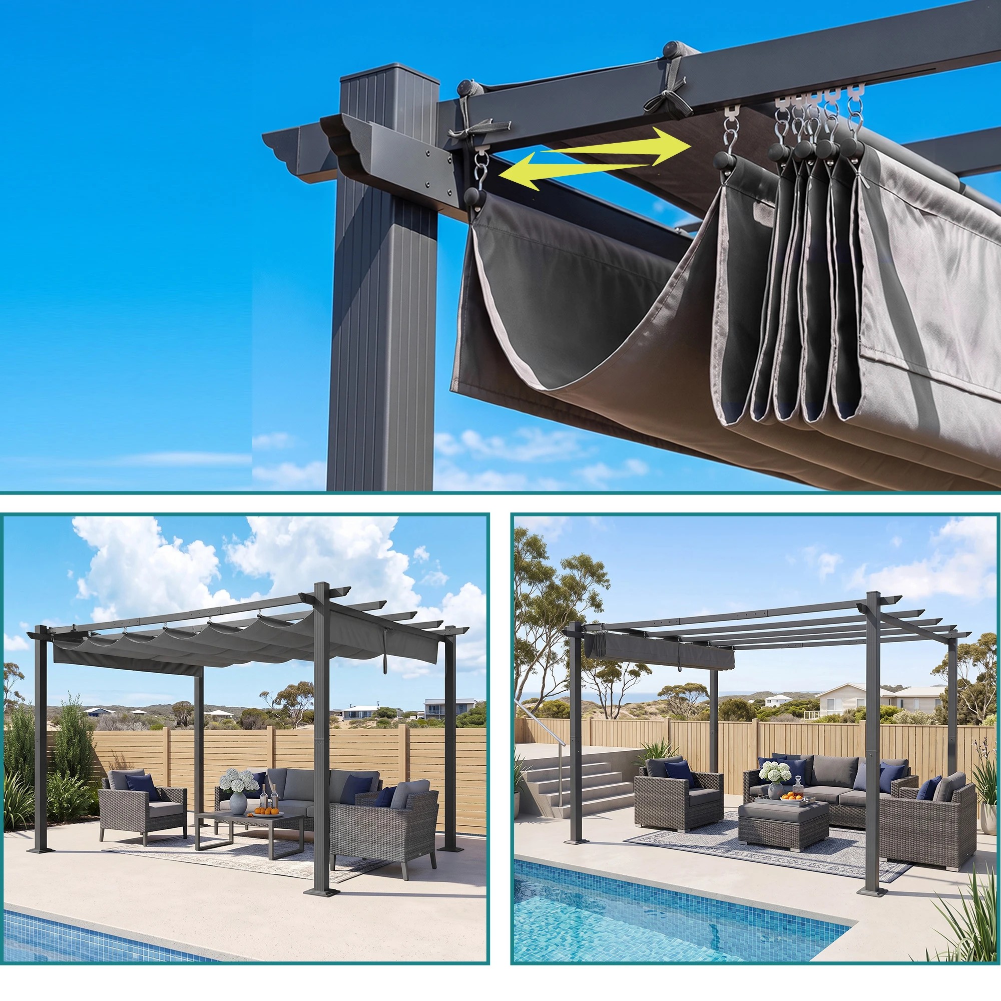 10 Instahut Gazebo Outdoor Garden Pergola Aluminium Frame Adjustable Canopy 3x4m - Grey, 10 of 10