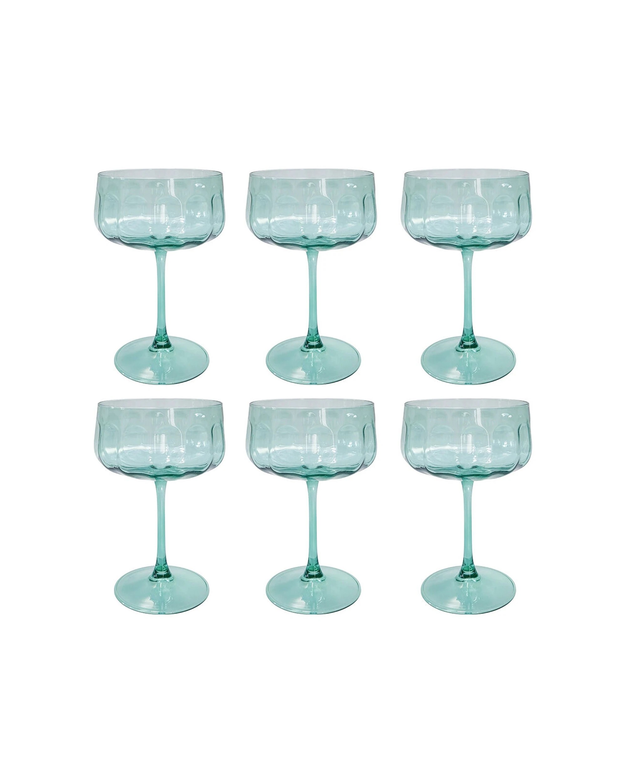 1 Urban 6PK Tillie Coupe Cocktail Drinking Glass 365ml 16cm Set - Green, 1 of 3