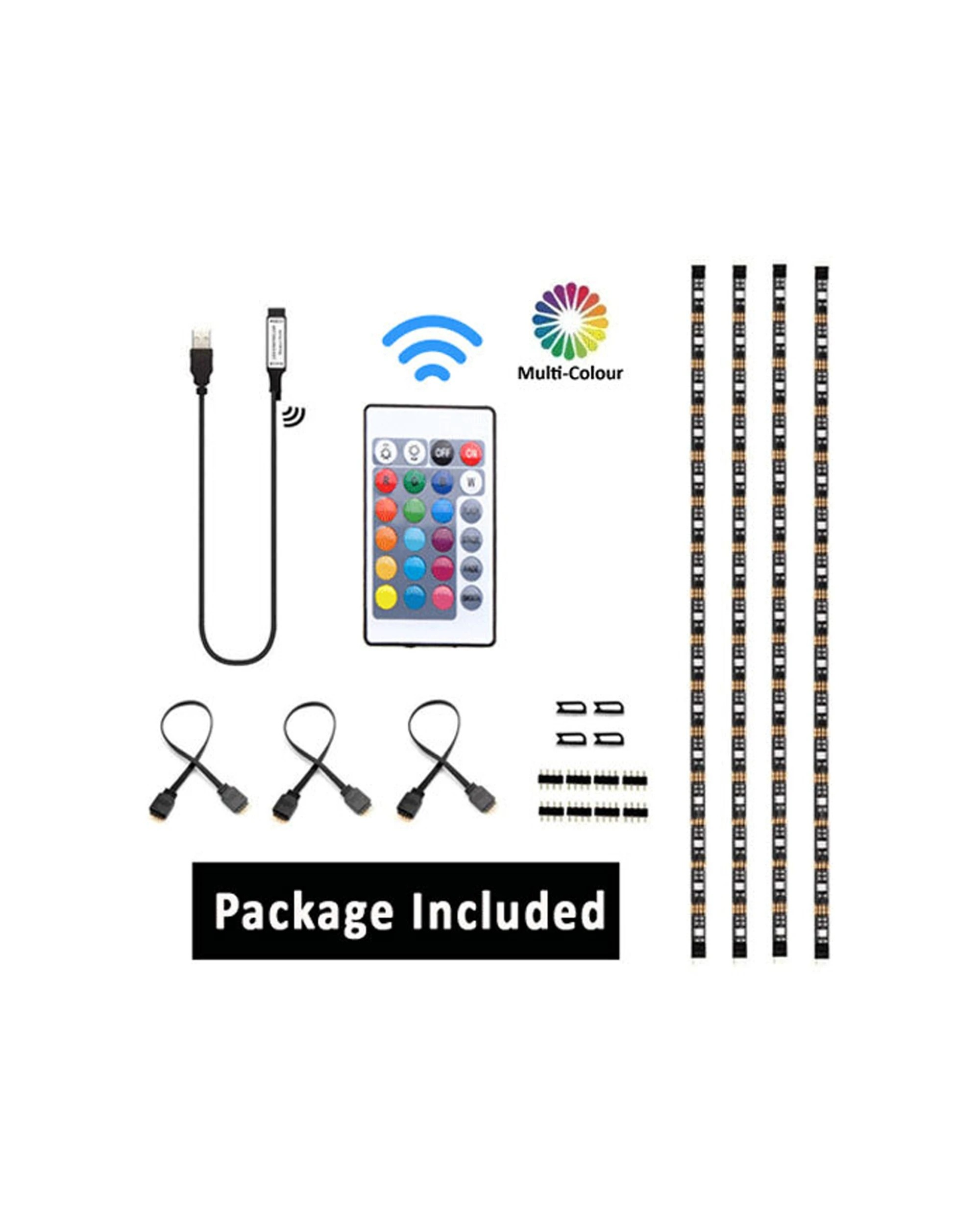 2 Sansai USB Powered RGB LED Light TV Backlight Strip Lights With Remote - Multi, 2 of 4