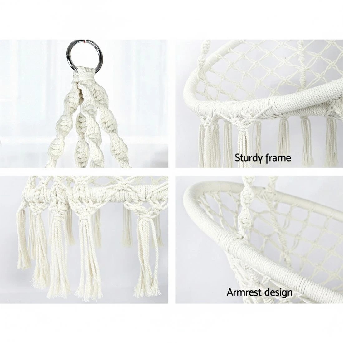 5 Gardeon Hammock Chair Outdoor Hanging Macrame Cotton Indoor - Beige, 5 of 8