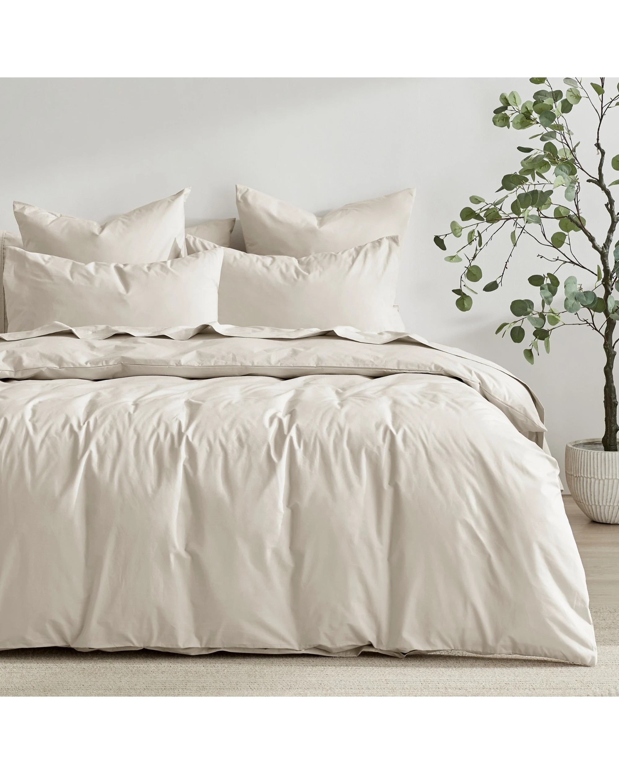 1 Dreamaker 300TC Cotton Percale Quilt Cover Set - Queen Bed - Oat, 1 of 6