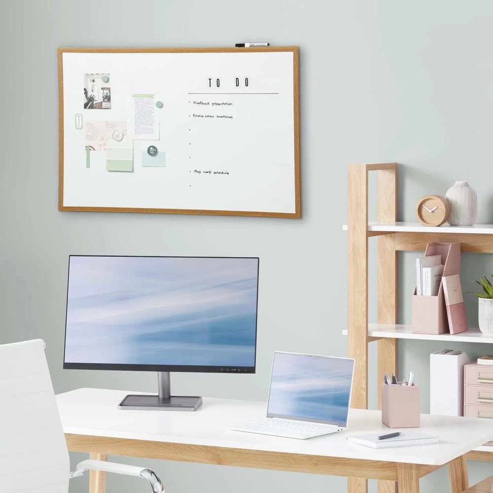 4 J.Burrows Magnetic Whiteboard 900 x 600mm Oak, 4 of 4