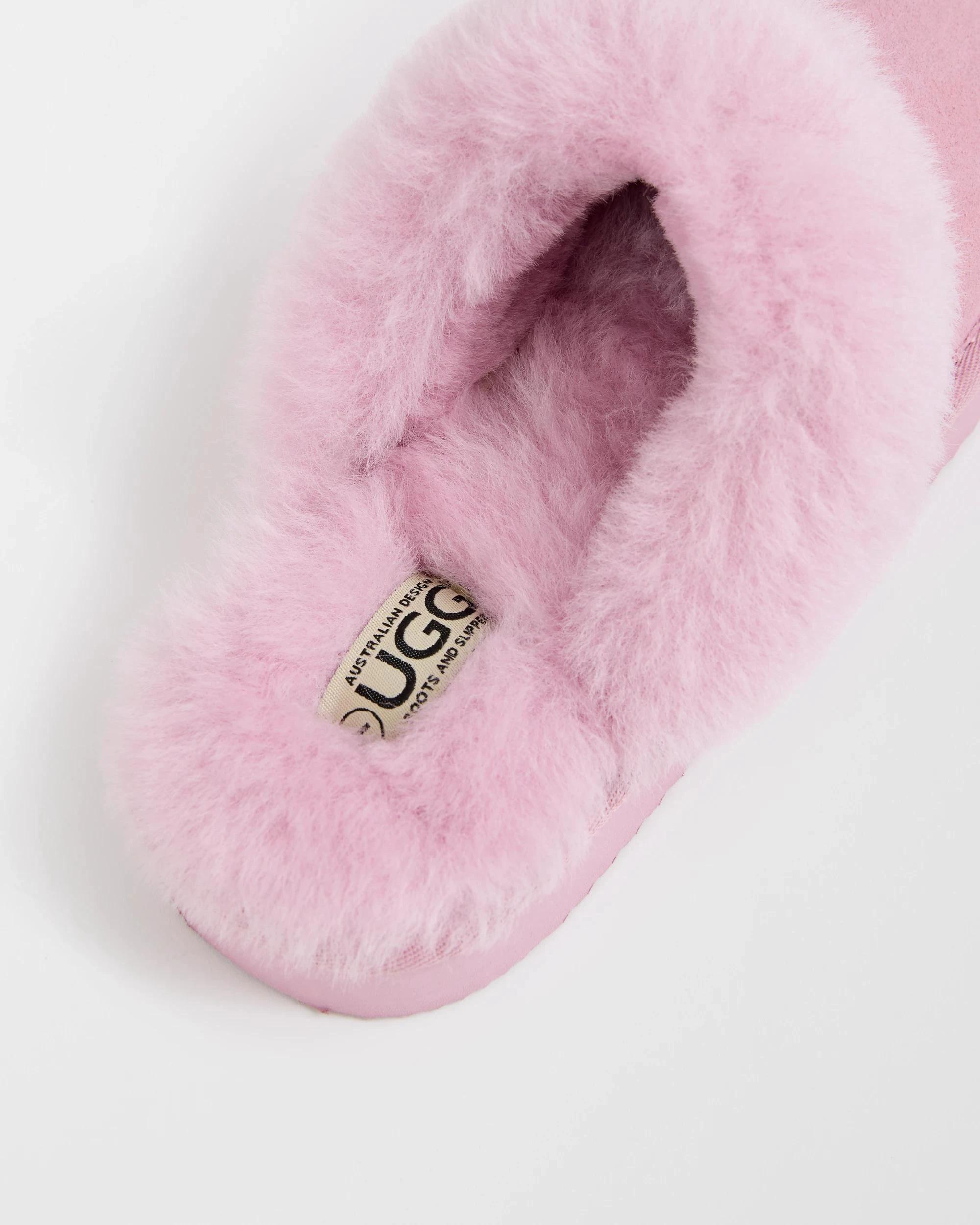 6 Australian Design Ugg Boots and Slippers Womens Sheepskin and Leather Slipper Scuff PINK, 6 of 6