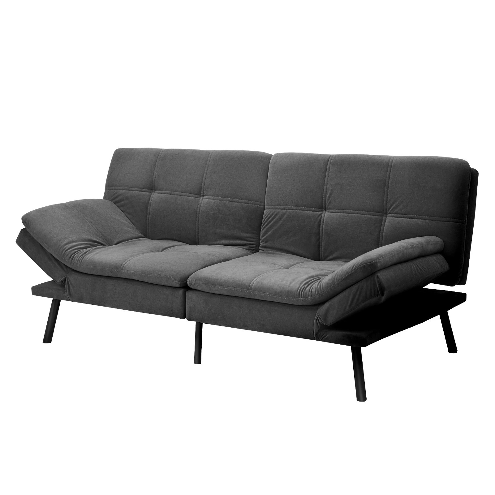 1 Oikiture Sofa Bed Futon Convertible Velvet Lounge Couch 3-seater Recliner
 - Grey, 1 of 10