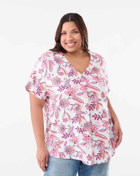 Curve Short Sleeve Woven Top