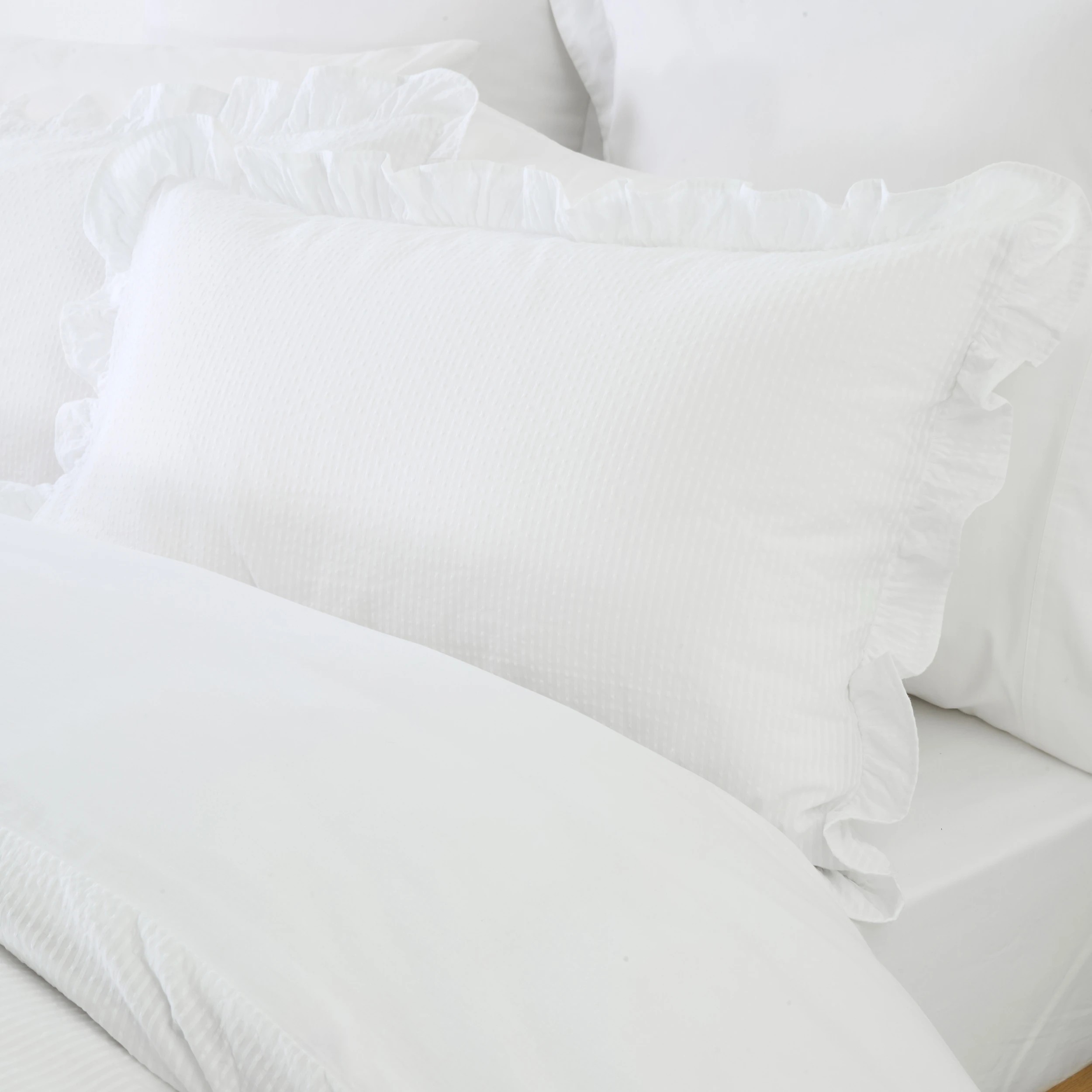 2 Ruffle Cotton Quilt Cover Set - Super King Bed, White, 2 of 6