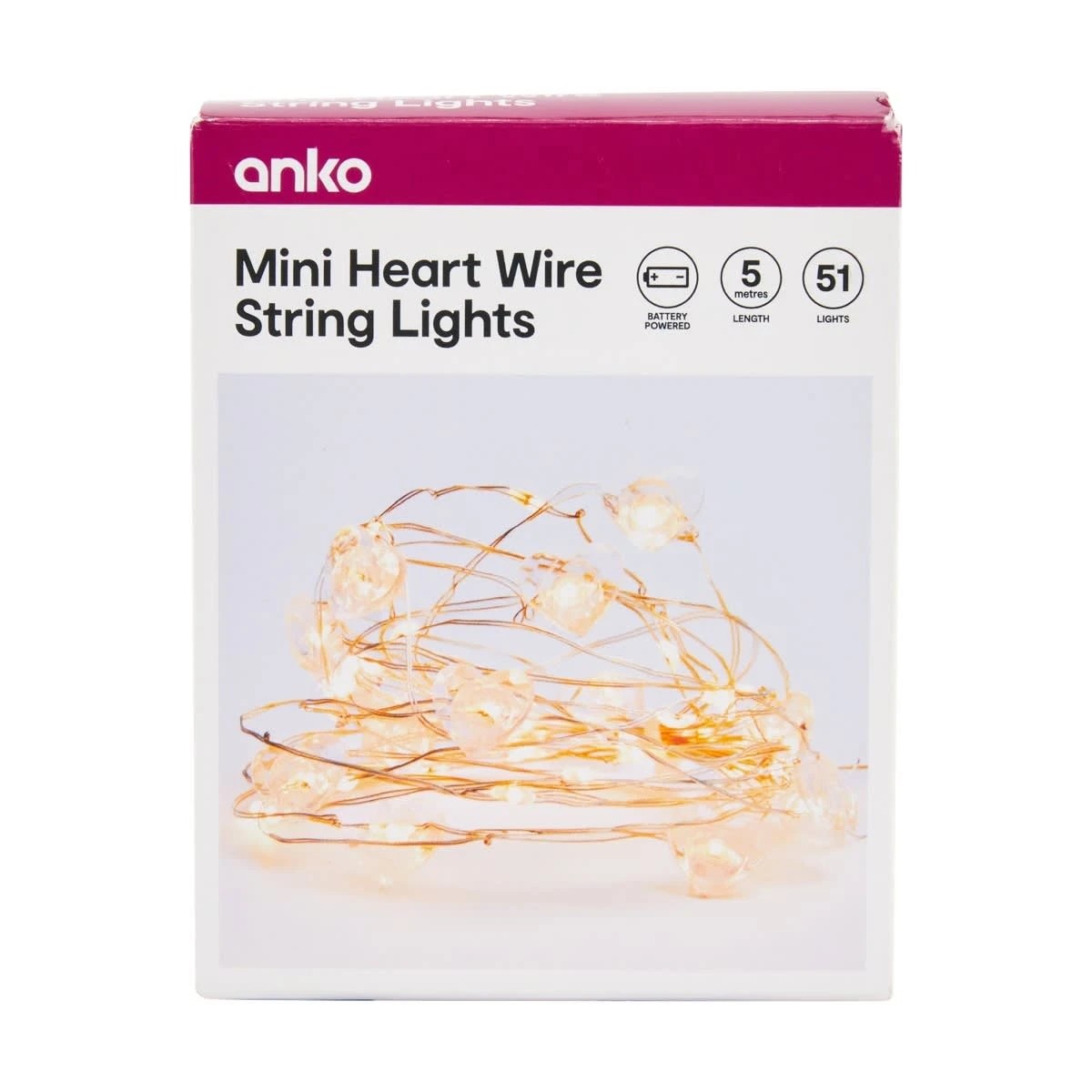 8 Mini Heart Wire String Lights, 8 of 8