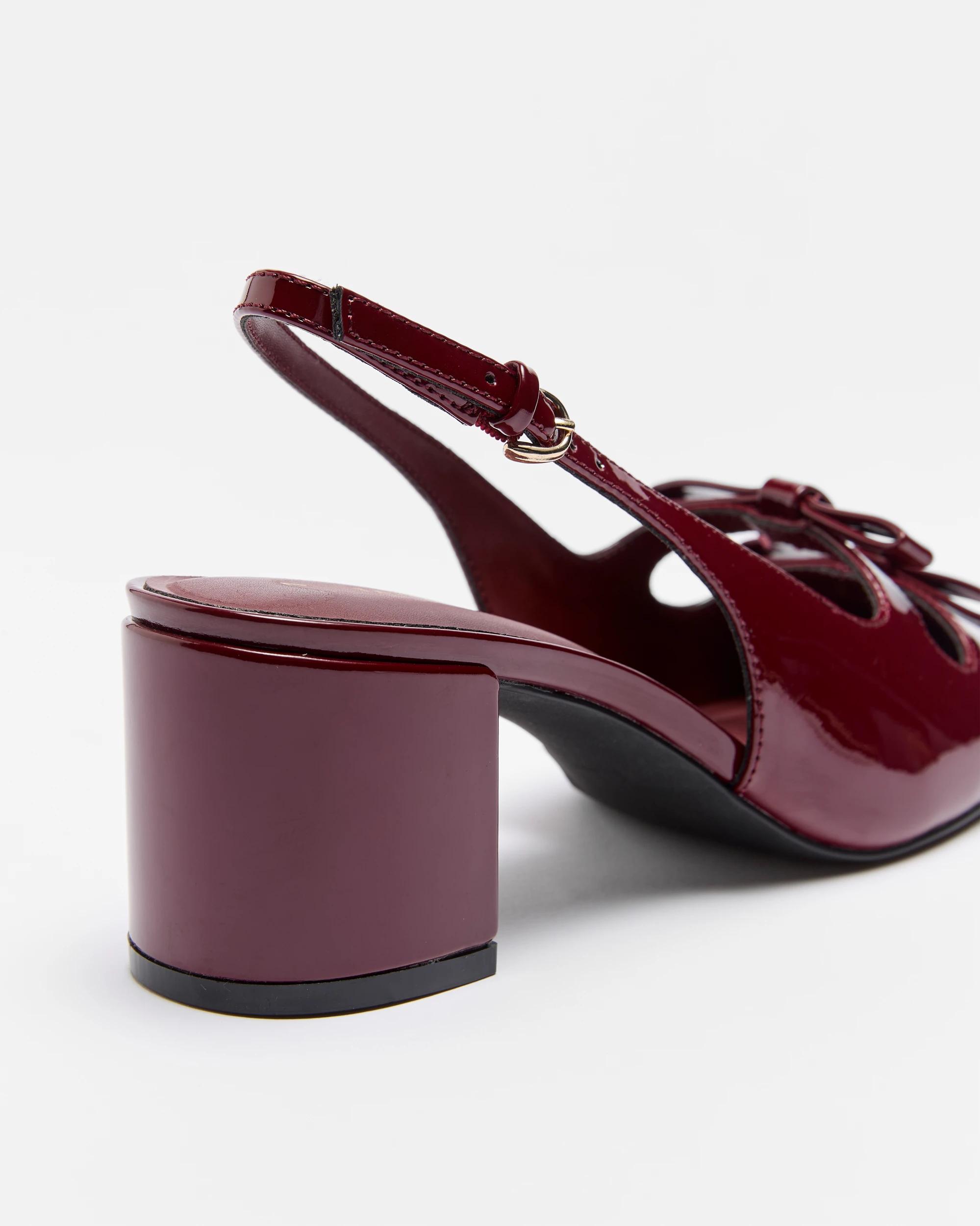 2 Target Womens Double Bow Sling Back Block Heel - Solan BURGUNDY PATENT, 2 of 3