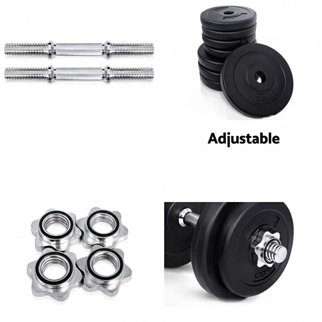 4 Everfit 20kg Dumbbell Set Weight Plates Dumbbells Lifting Bench - Black, 4 of 6