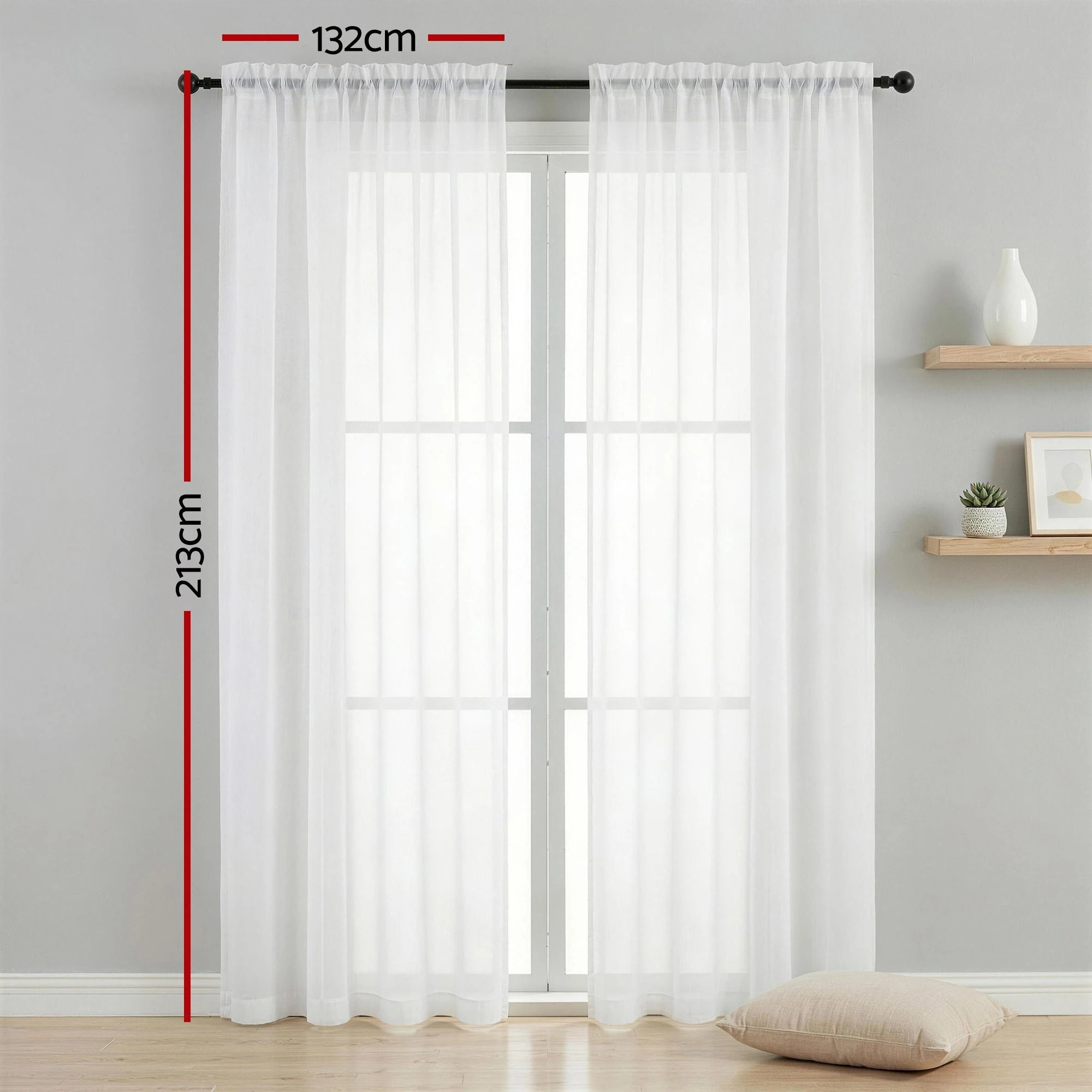 2 Artiss Blockout Curtains 2X 132x213cm Light Filtering Window Drapes Rod - White, 2 of 5
