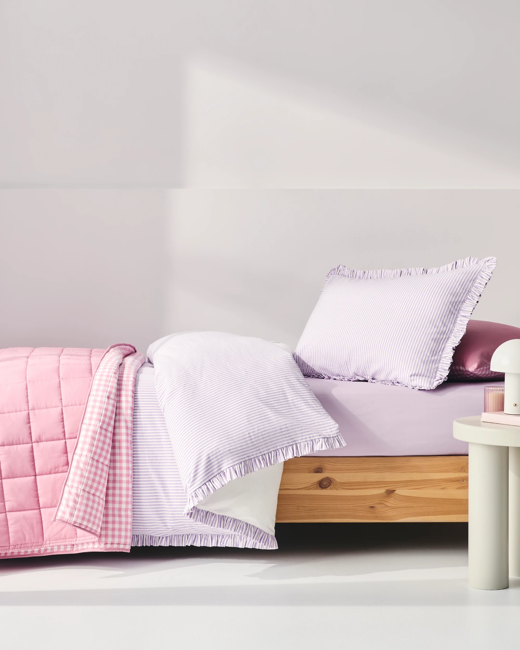 3 Target Tulip Embroidered Ruffle Kids Quilt Cover Set - Single Bed - Purple, 3 of 3