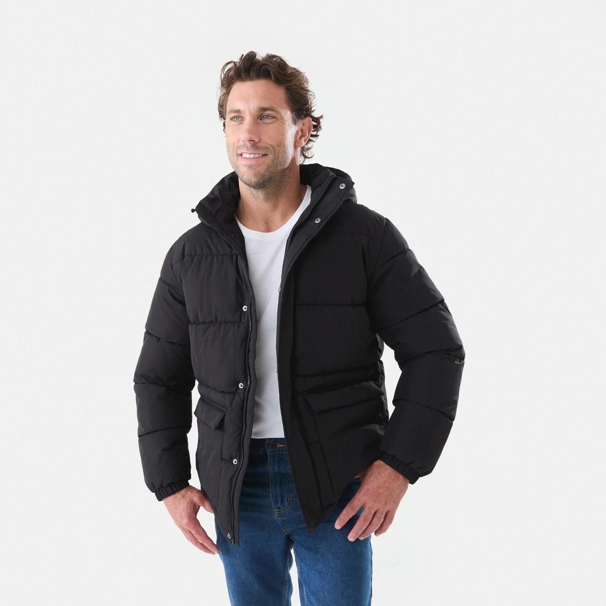 1 Hooded Puffer Jacket Black, 1 of 6