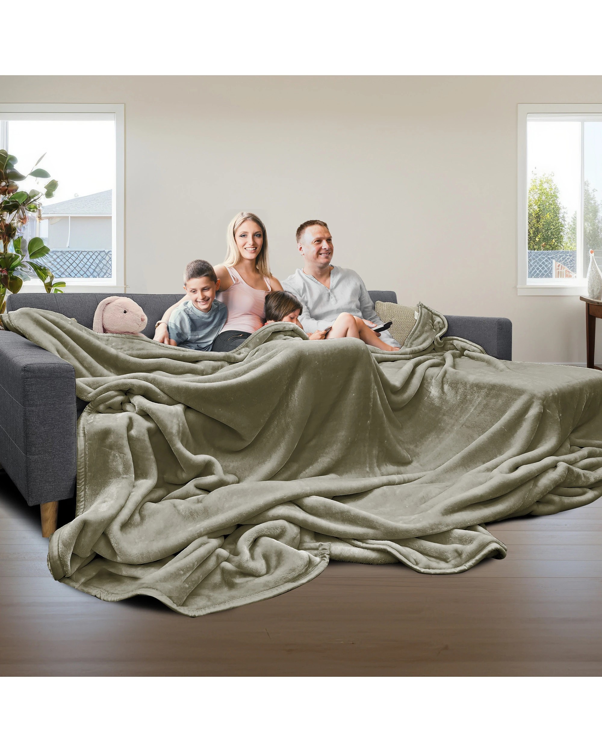 9 Laura Hill 3m X 3m Xl Faux Mink Blanket Double-sided Soft Plush Bed Oversized Throw Rug Olive
 - Super King Bed, 9 of 9