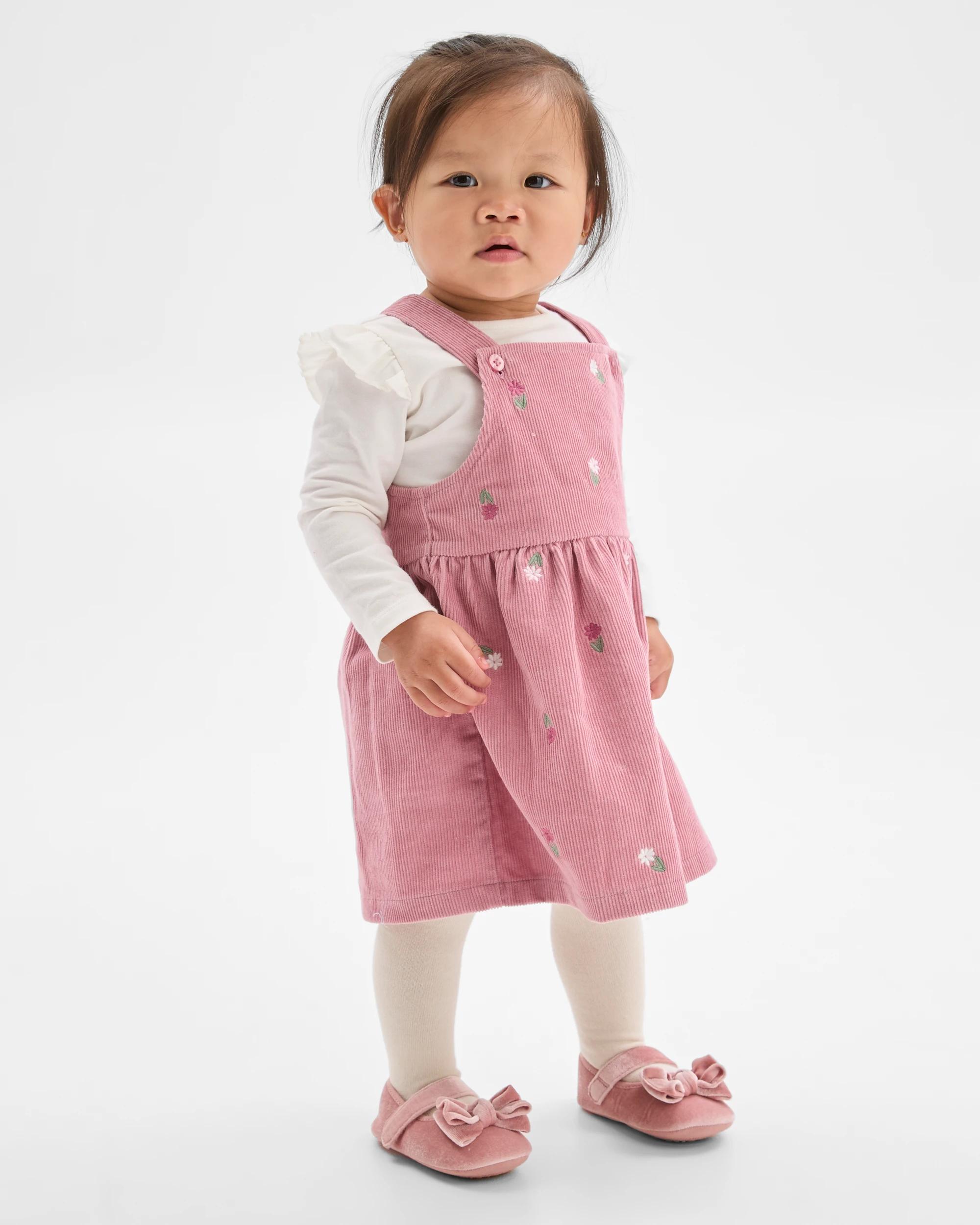 1 Target Baby Organic Cotton Embroidered Cord Pinafore Set ROSIE FLORAL, 1 of 6
