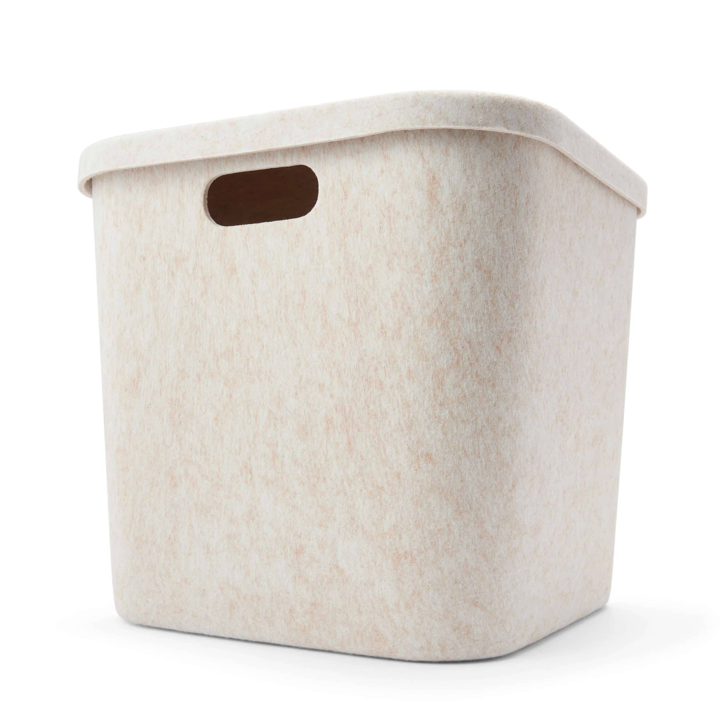 2 Square Felt Basket with Lid - Beige, 2 of 9