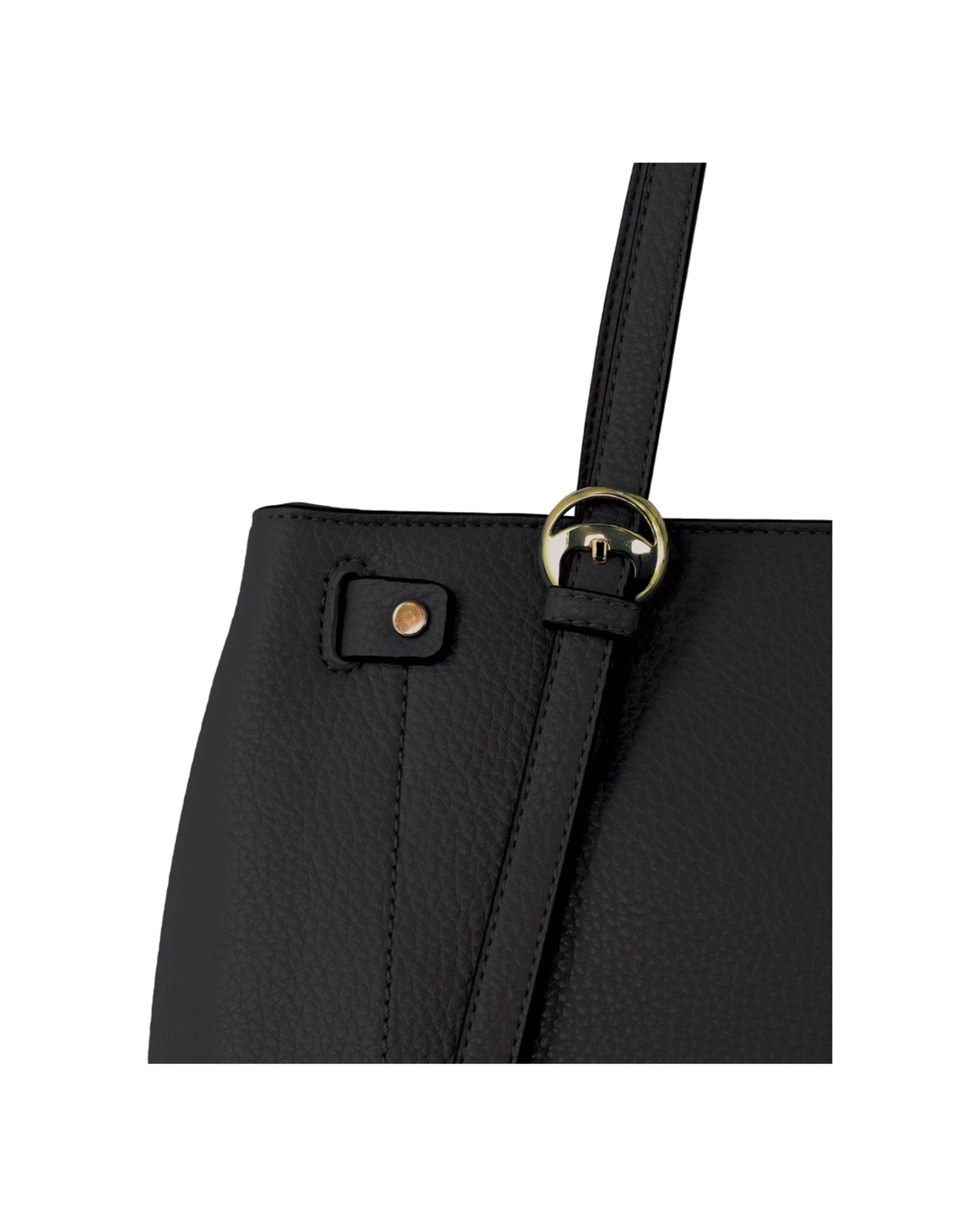 4 Milleni Vegan Leather Tote Handbag With Twin Handles Fits 13" Laptop Hardware - Black, 4 of 5