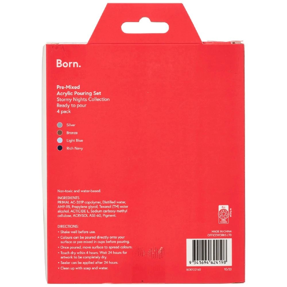 3 Born Pre-Mixed Acrylic Pouring Paint Set Stormy Nights 4 Pack, 3 of 4