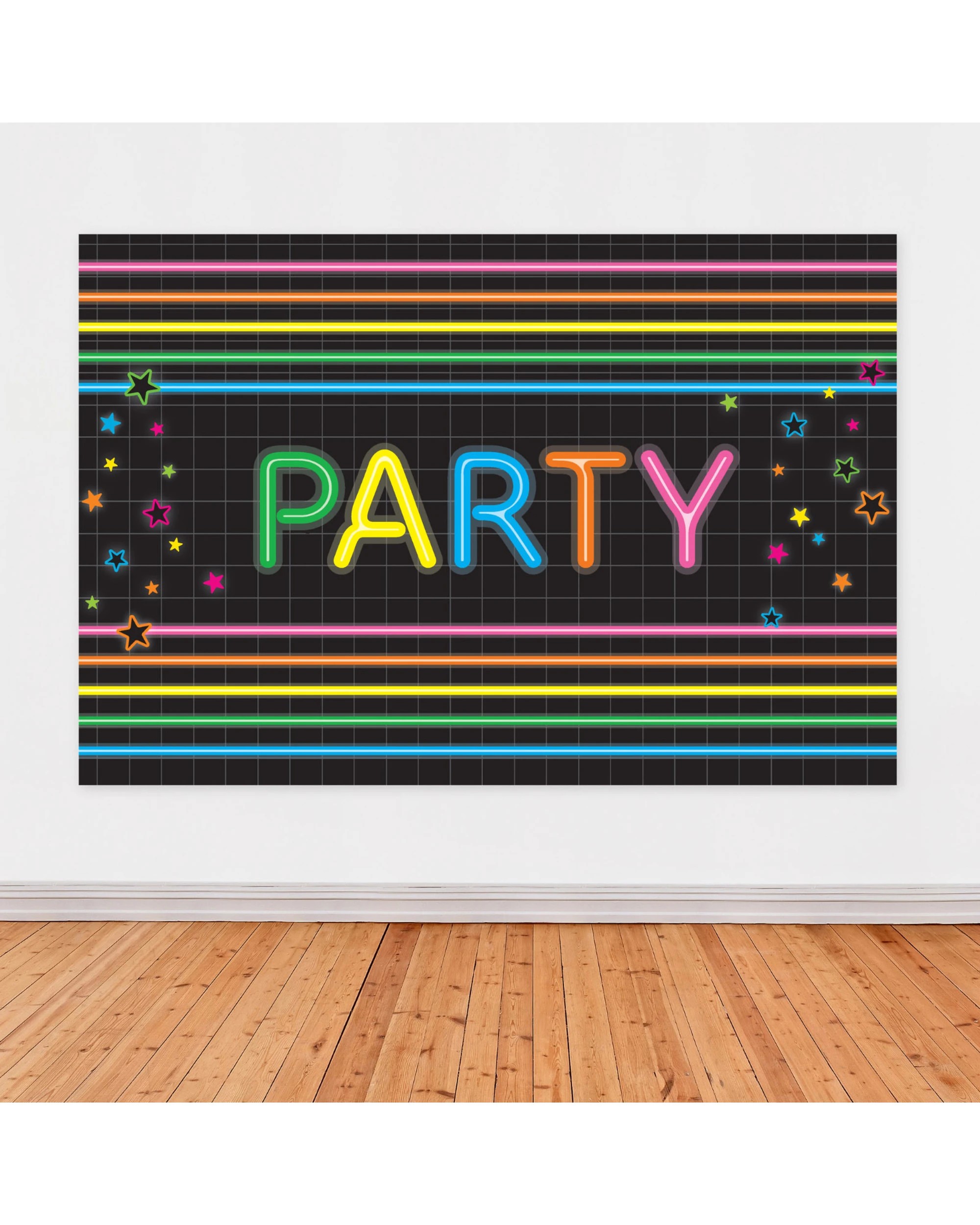 1 Artwrap Neon Party Scene Setter Backdrop - Multi, 1 of 4