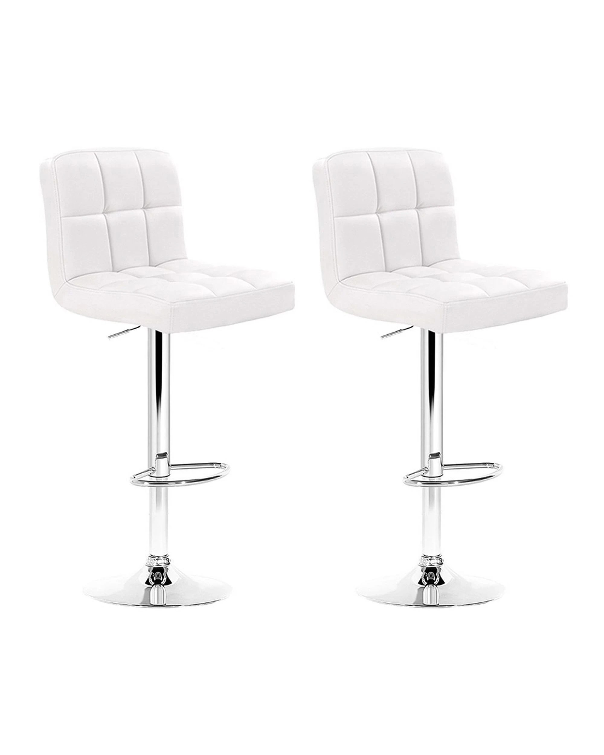 1 Artiss 2x Bar Stools Leather Gas Lift - White, 1 of 8