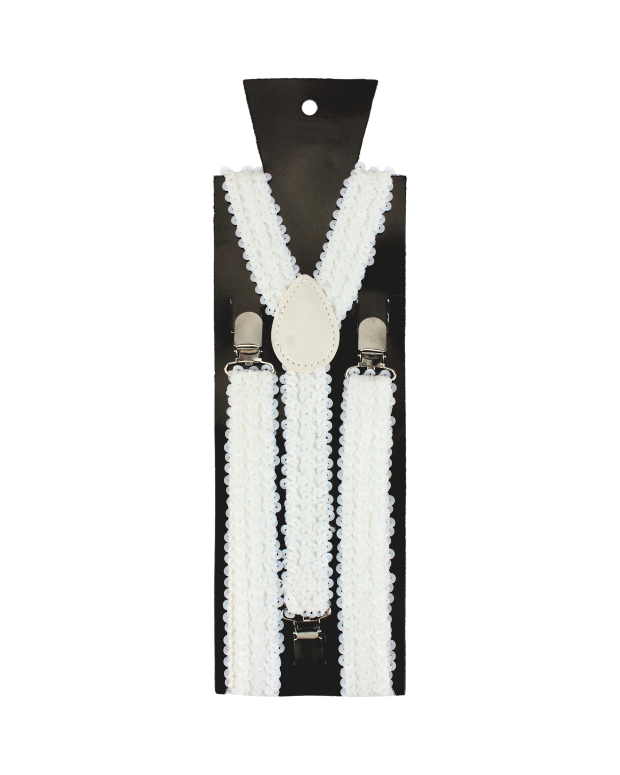 1 JD Party Sequin Suspender Braces - One Size - White, 1 of 1