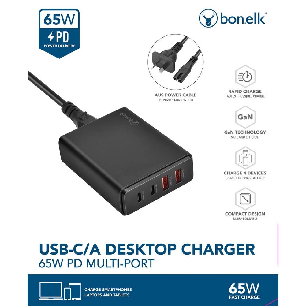 6 Bonelk Desktop Charger USB-A/USB-C 65w Black, 6 of 6