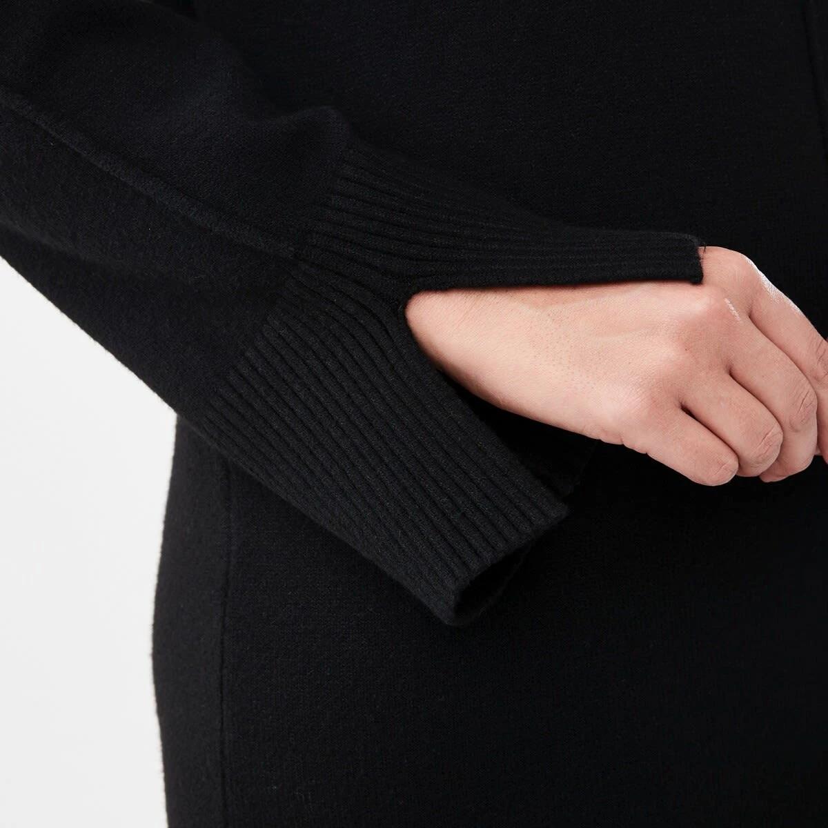 6 Long Sleeve Crew Neck Seam Detail True Knit Midi Dress Black, 6 of 7