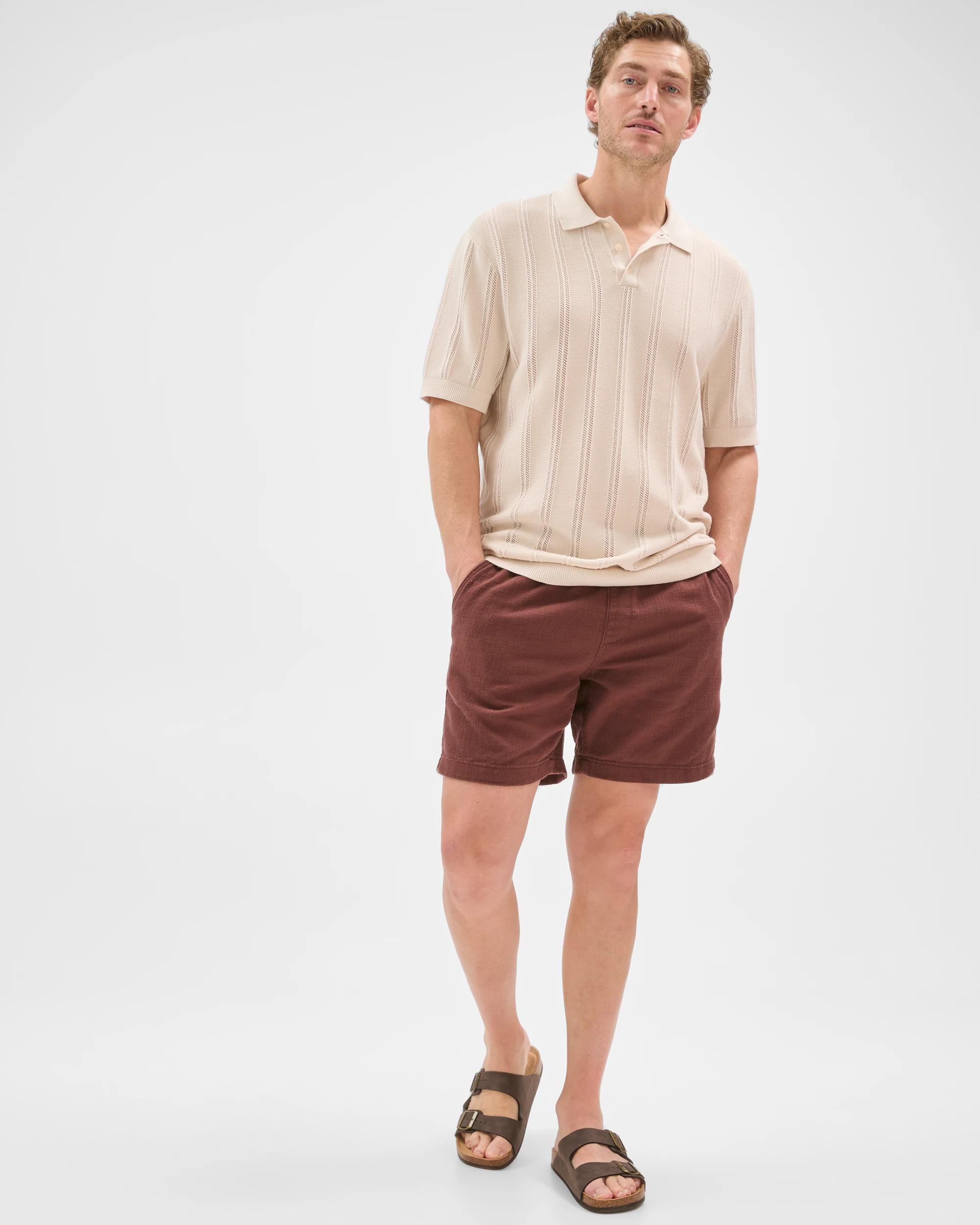 1 Target Man Australian Cotton Textured Shorts BROWN STONE, 1 of 7