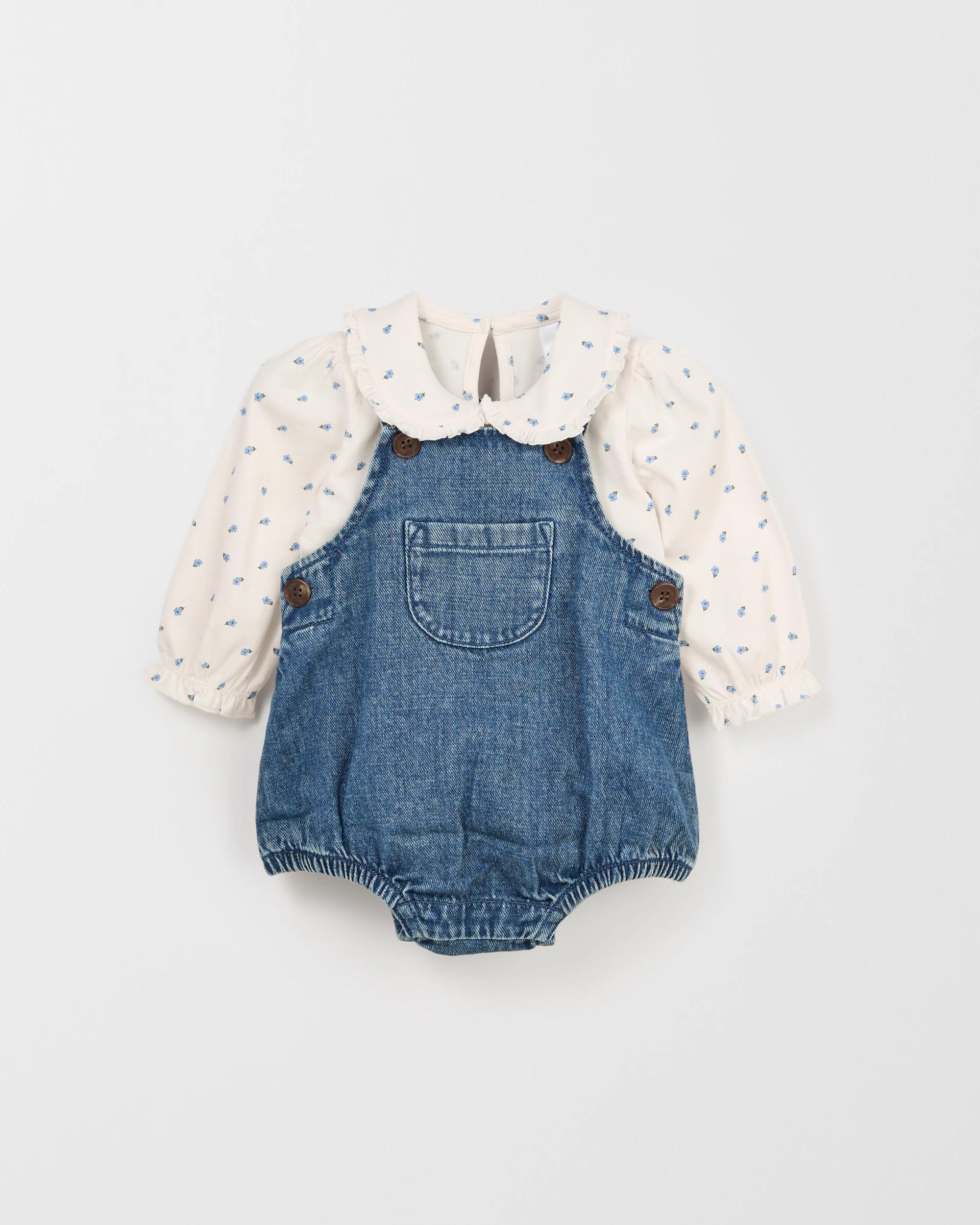 4 Target Baby Denim Romper and Frill Collar Blouse Set MID WASH, 4 of 5