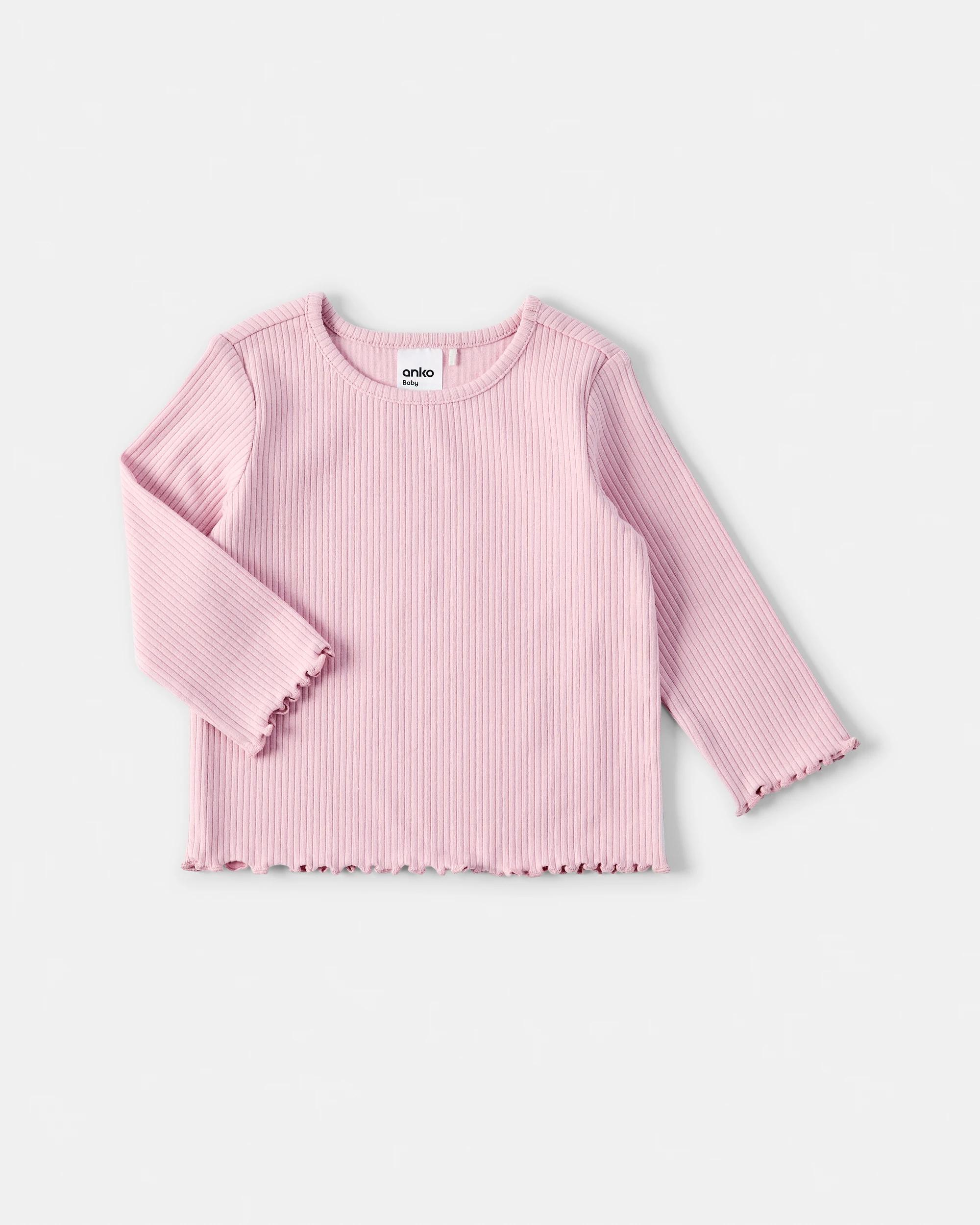 4 3 Pack Cotton Long Sleeve Ribbed T-shirt Pnk Strp, 4 of 8