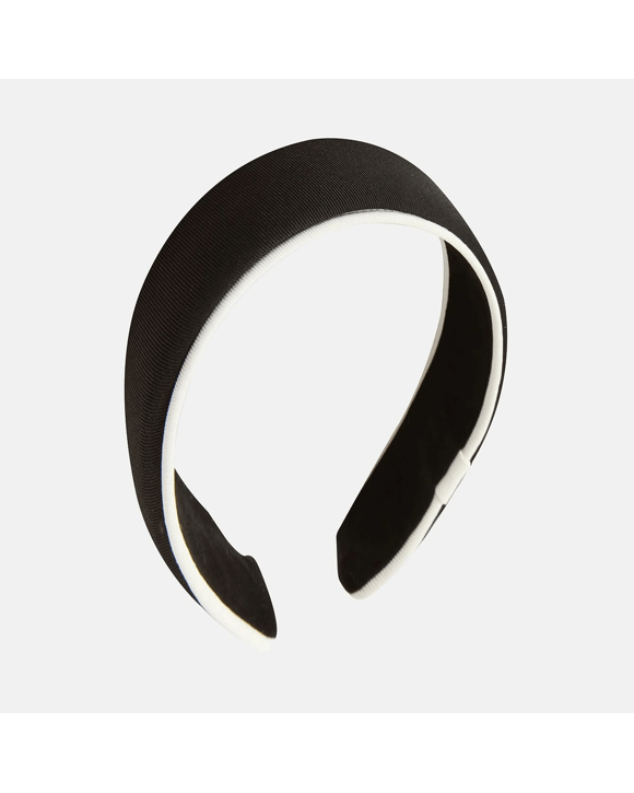Contrast Satin Trim Headband - Black and White