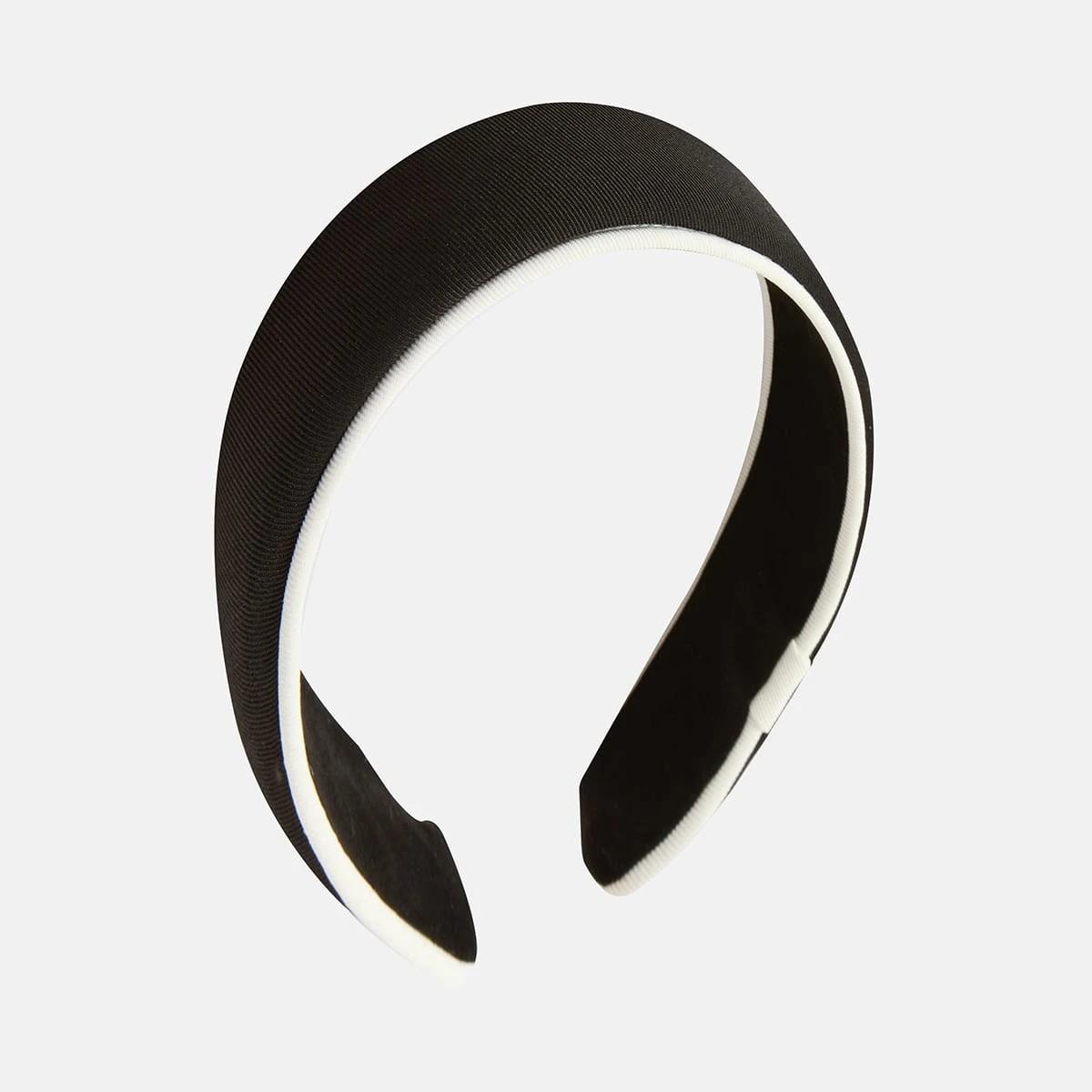 1 Contrast Satin Trim Headband - Black and White, 1 of 6