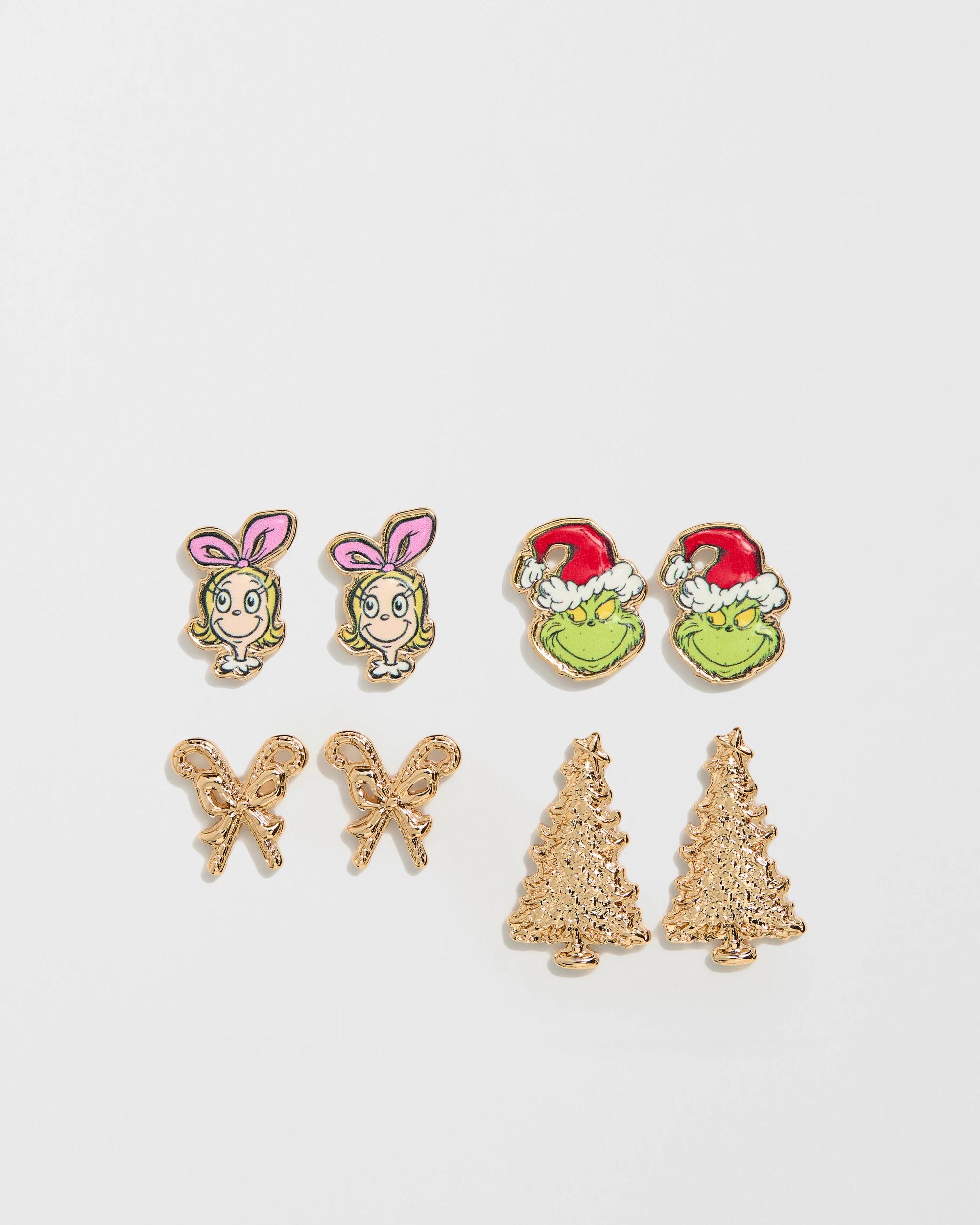1 The Grinch 4 Pack Christmas Stud Earrings MULTI, 1 of 3
