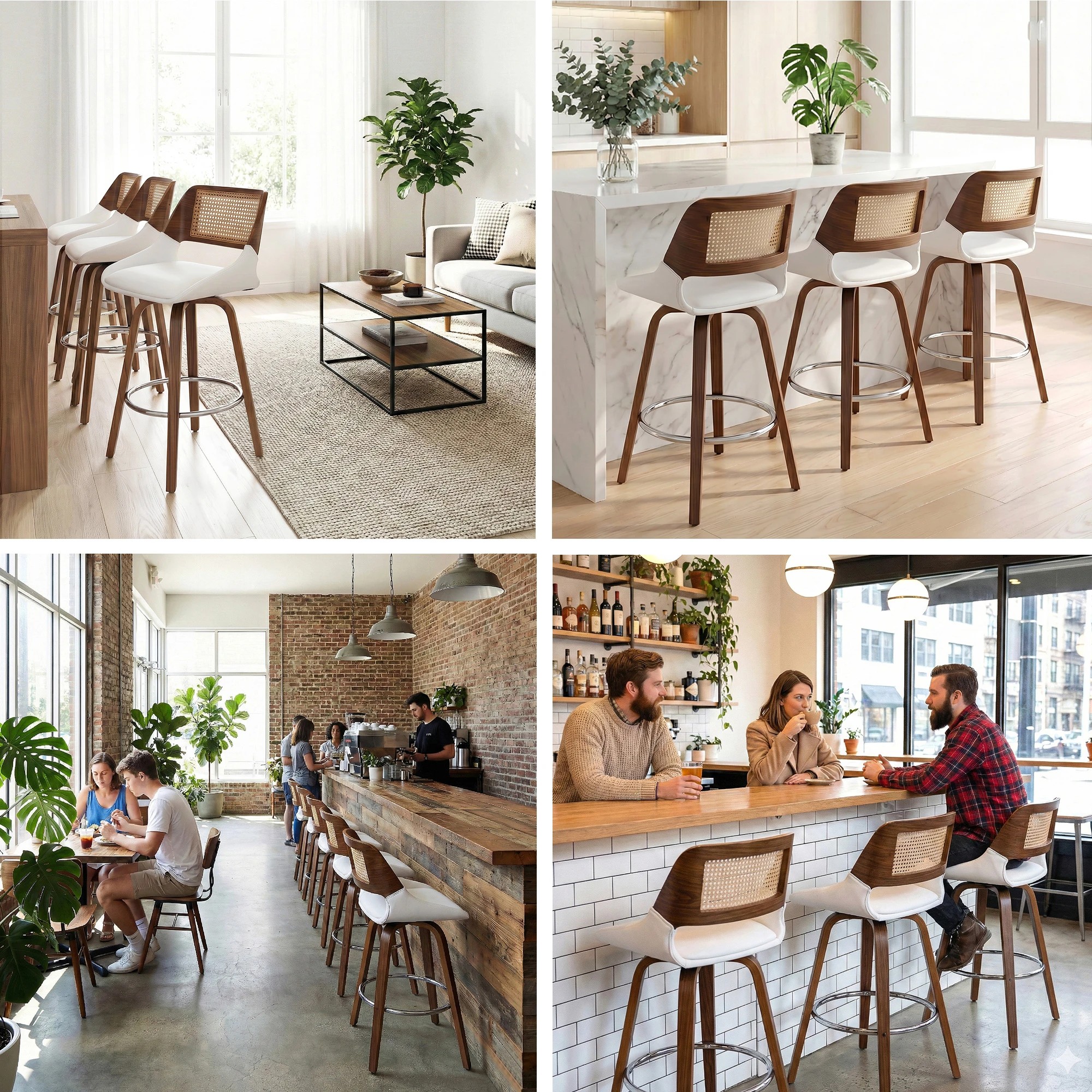 9 Artiss Wooden Bar Stools Set of 3 Swivel Kitchen Counter Stool Chair 60cm Seat - Multi, 9 of 9